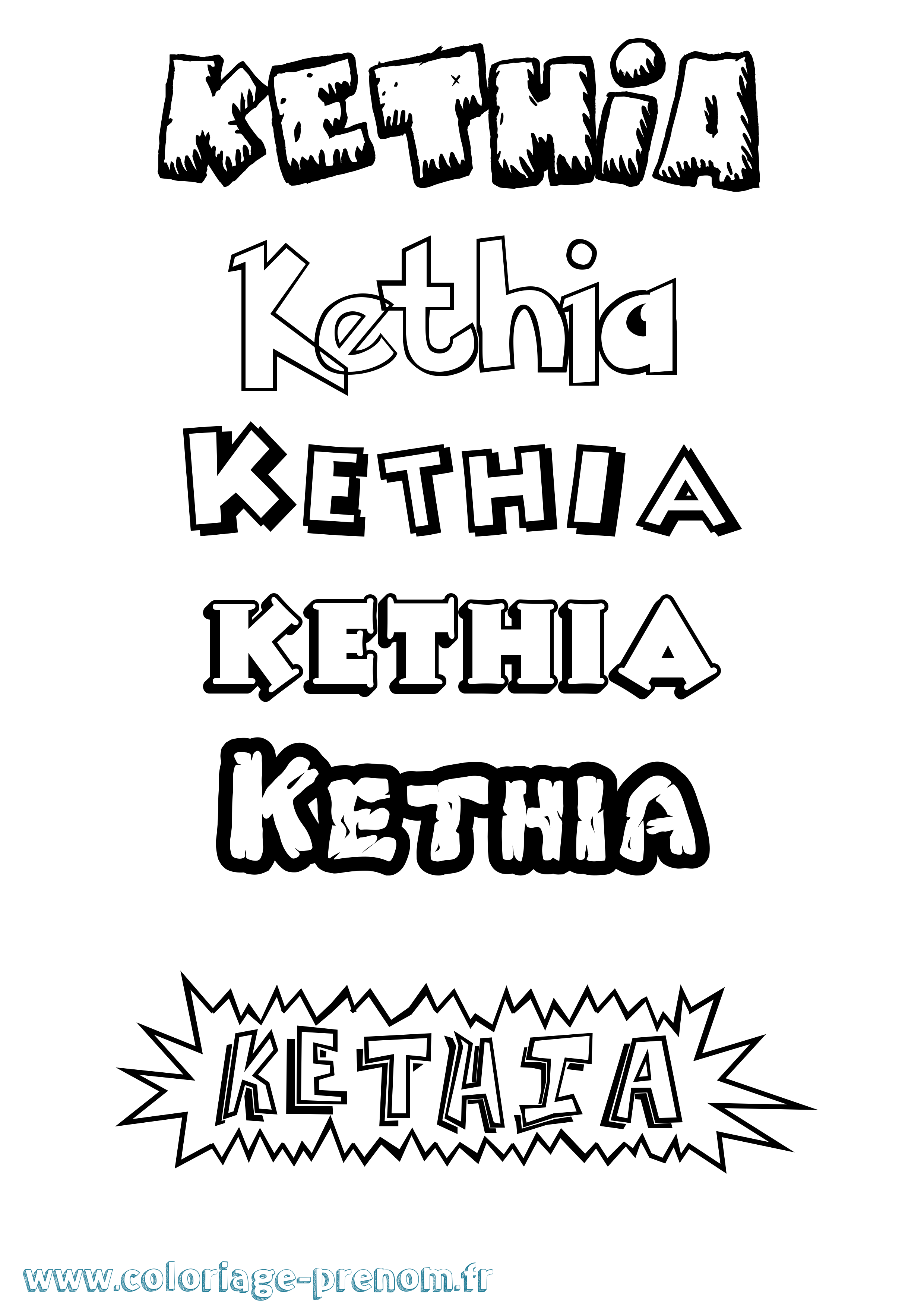 Coloriage Kethia Dessin Animé Coloriage prénom Kethia Dessin Animé