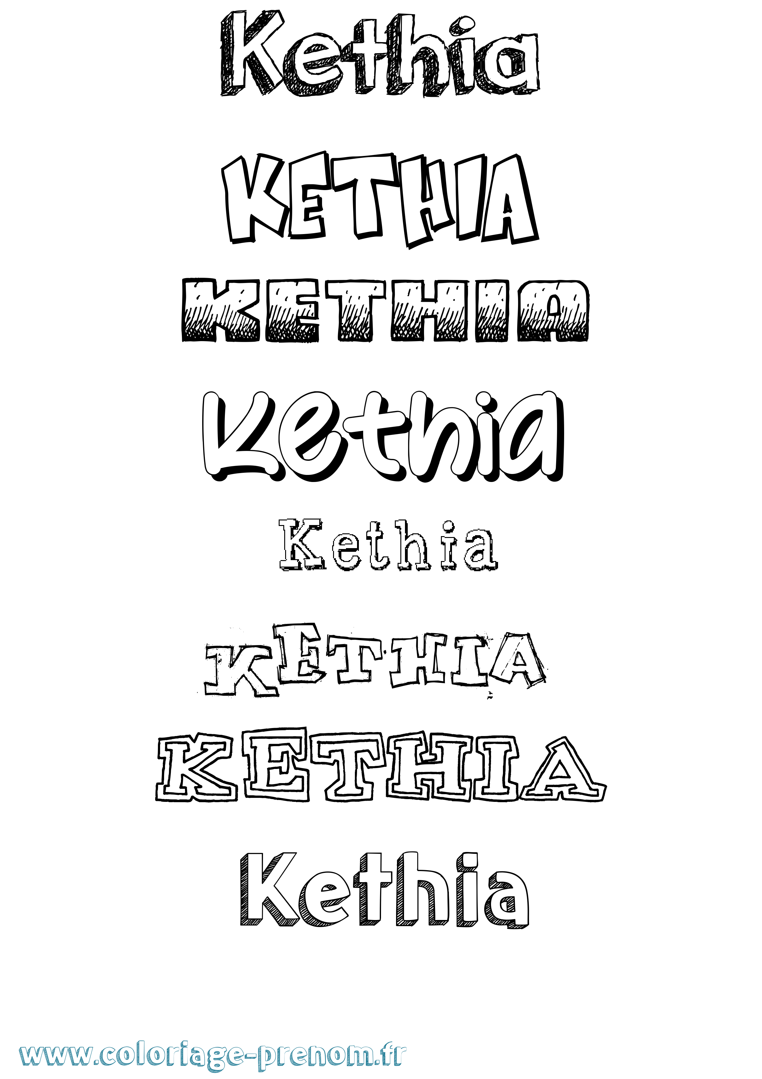 Coloriage Kethia Dessiné Coloriage prénom Kethia Dessiné