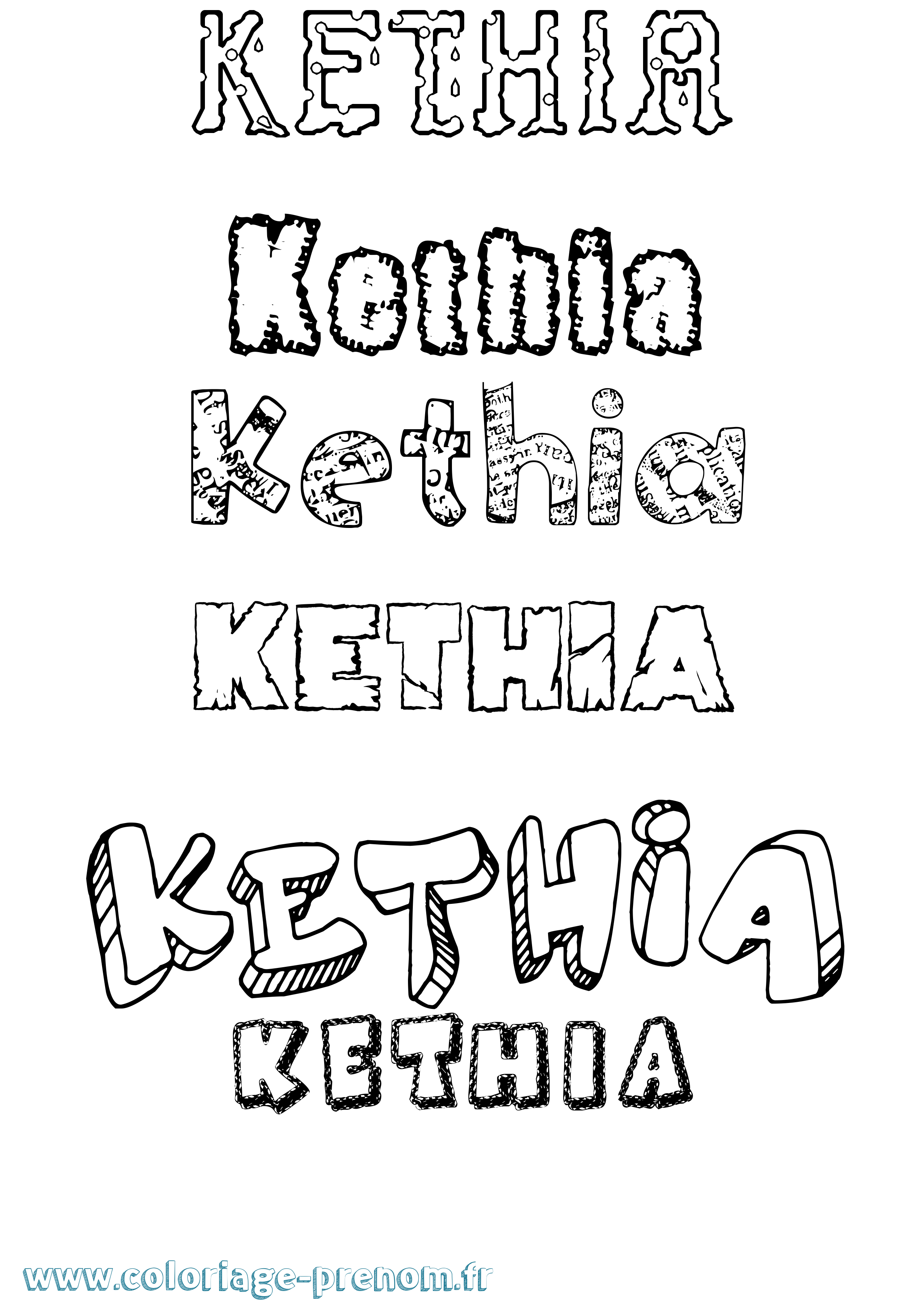 Coloriage Kethia Destructuré Coloriage prénom Kethia Destructuré