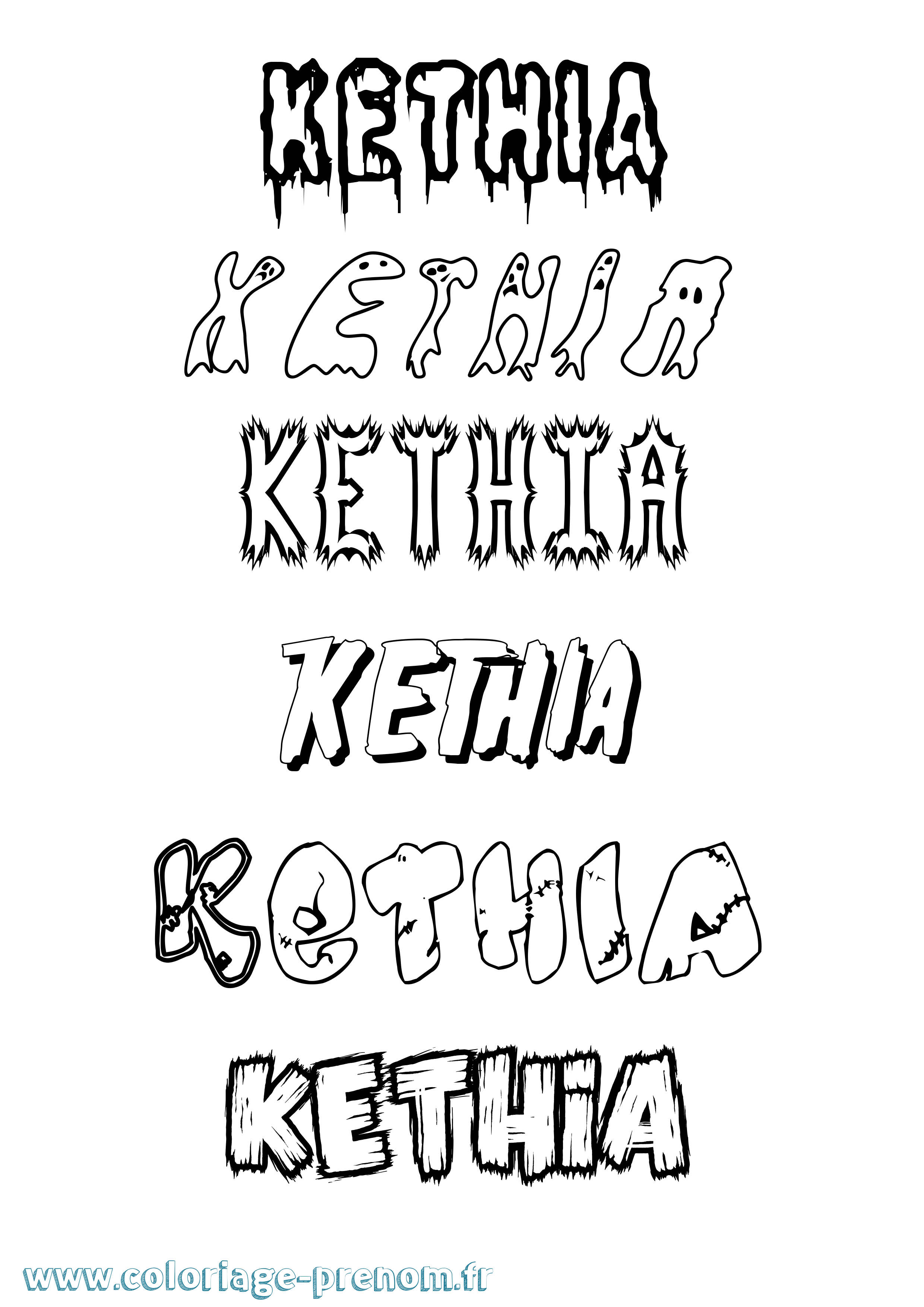 Coloriage Kethia Frisson Coloriage prénom Kethia Frisson