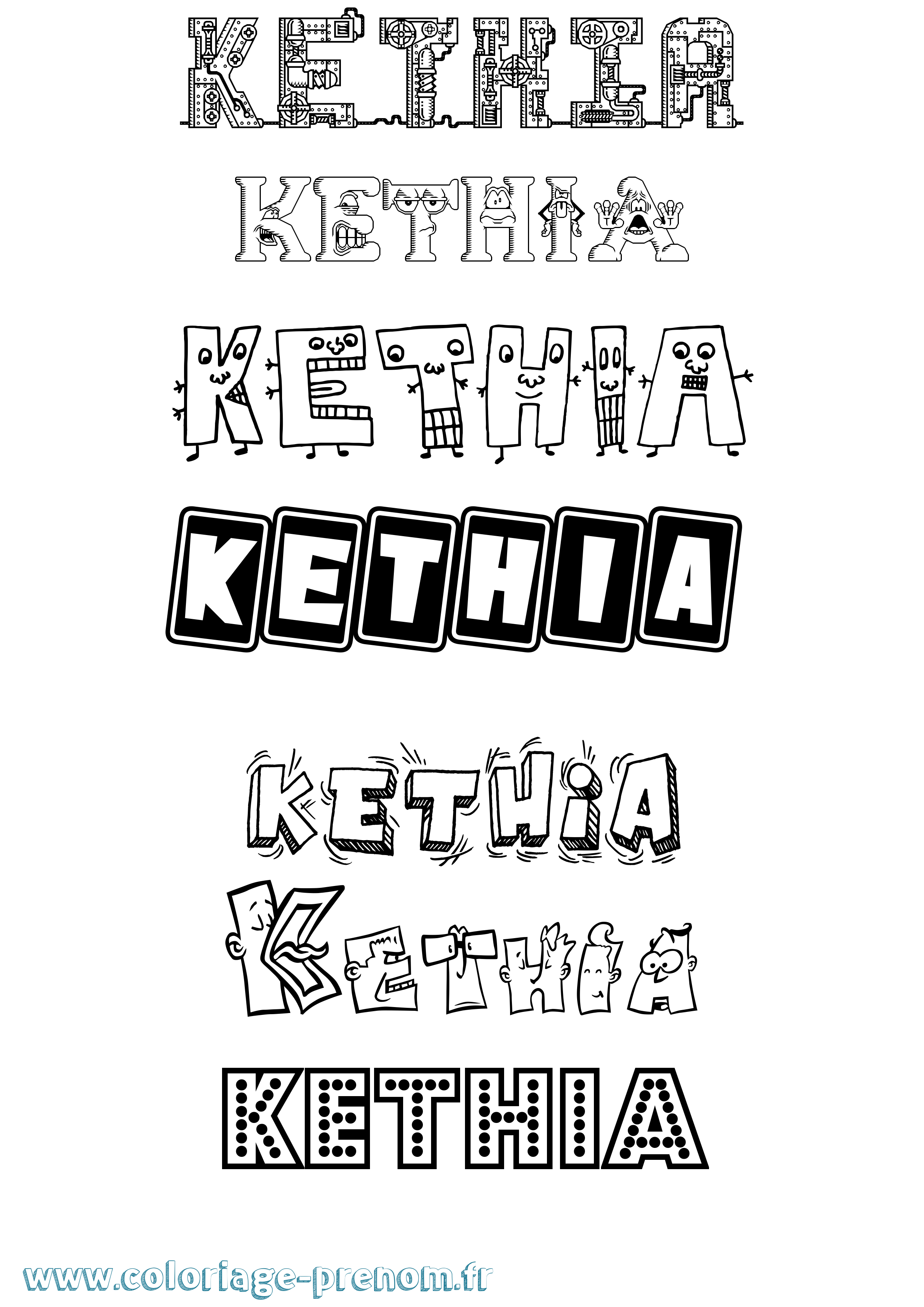 Coloriage Kethia Fun Coloriage prénom Kethia Fun