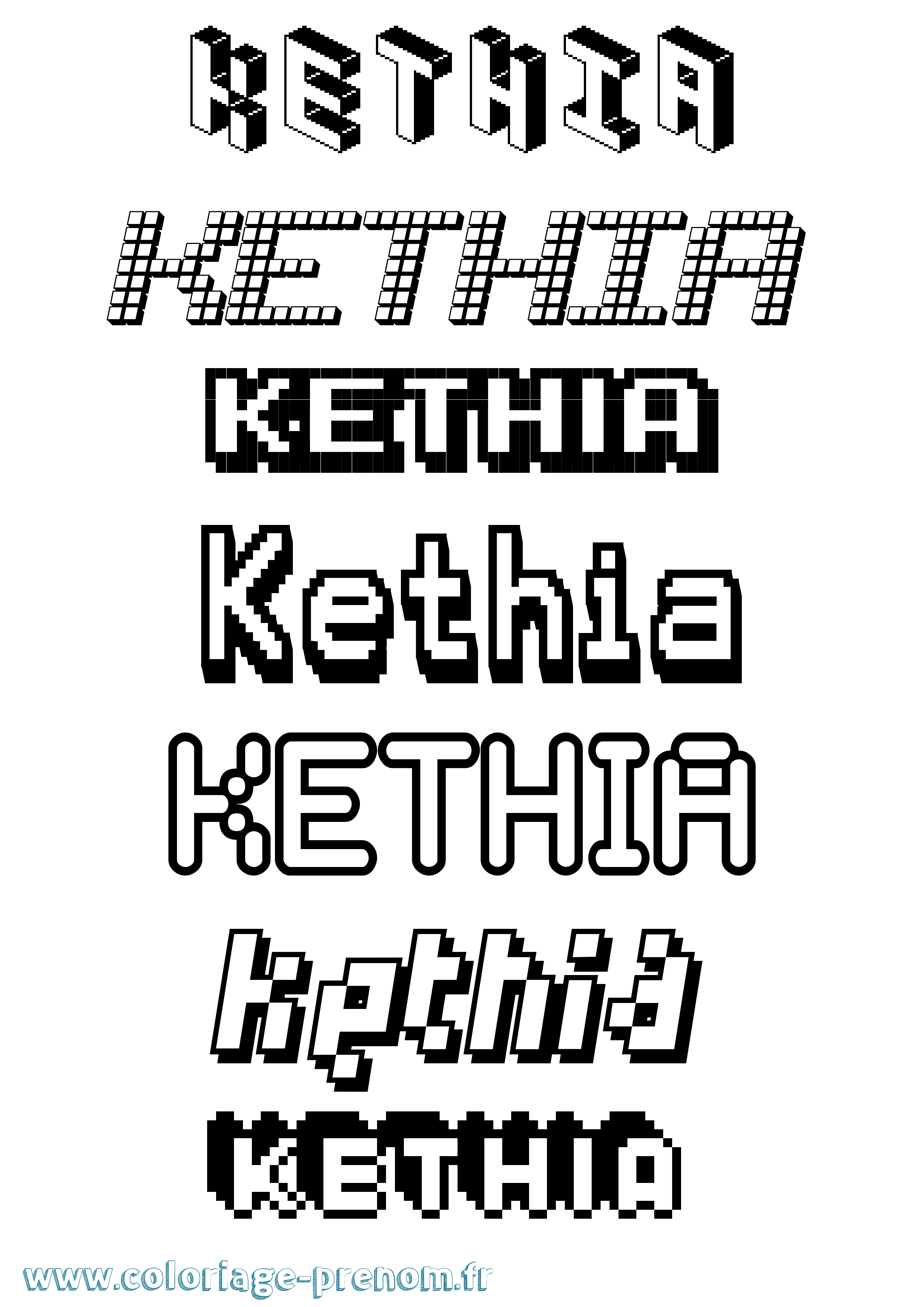 Coloriage Kethia Pixel Coloriage prénom Kethia Pixel