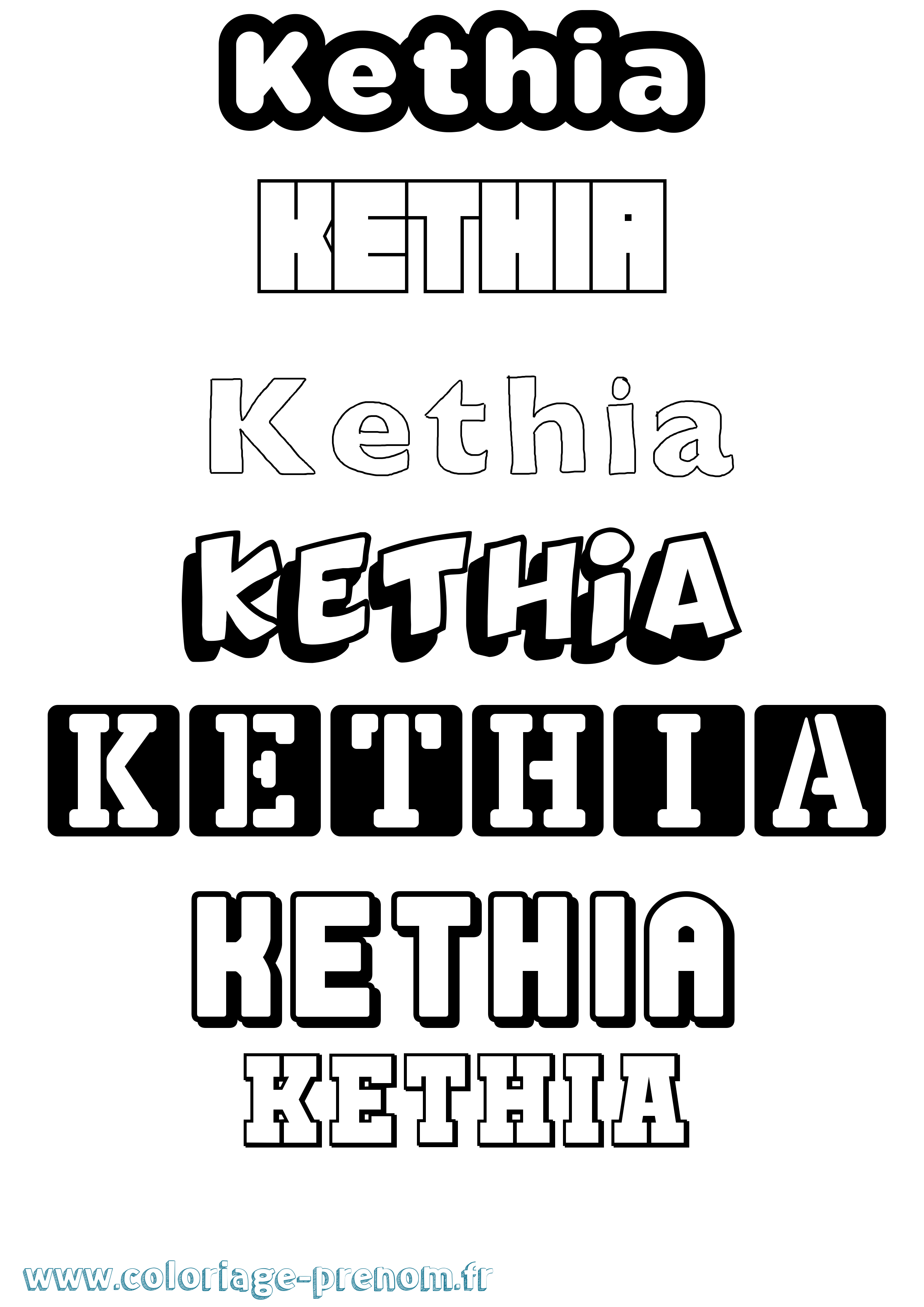 Coloriage Kethia Simple Coloriage prénom Kethia Simple