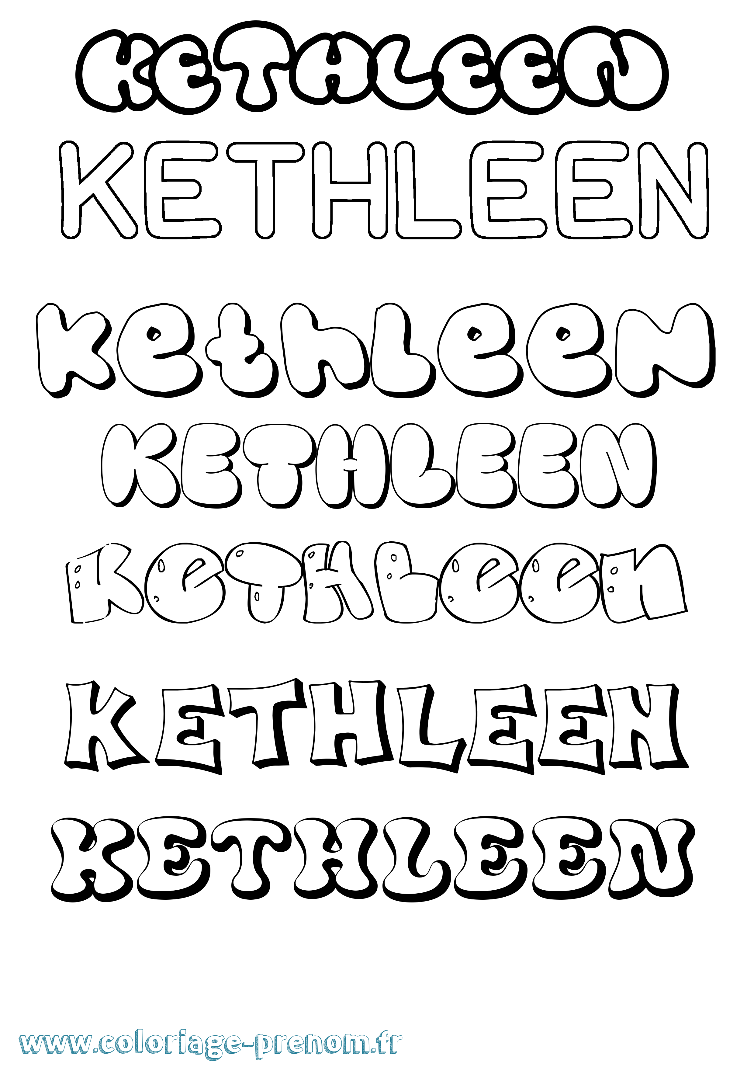 Coloriage Kethleen Bubble Coloriage prénom Kethleen Bubble