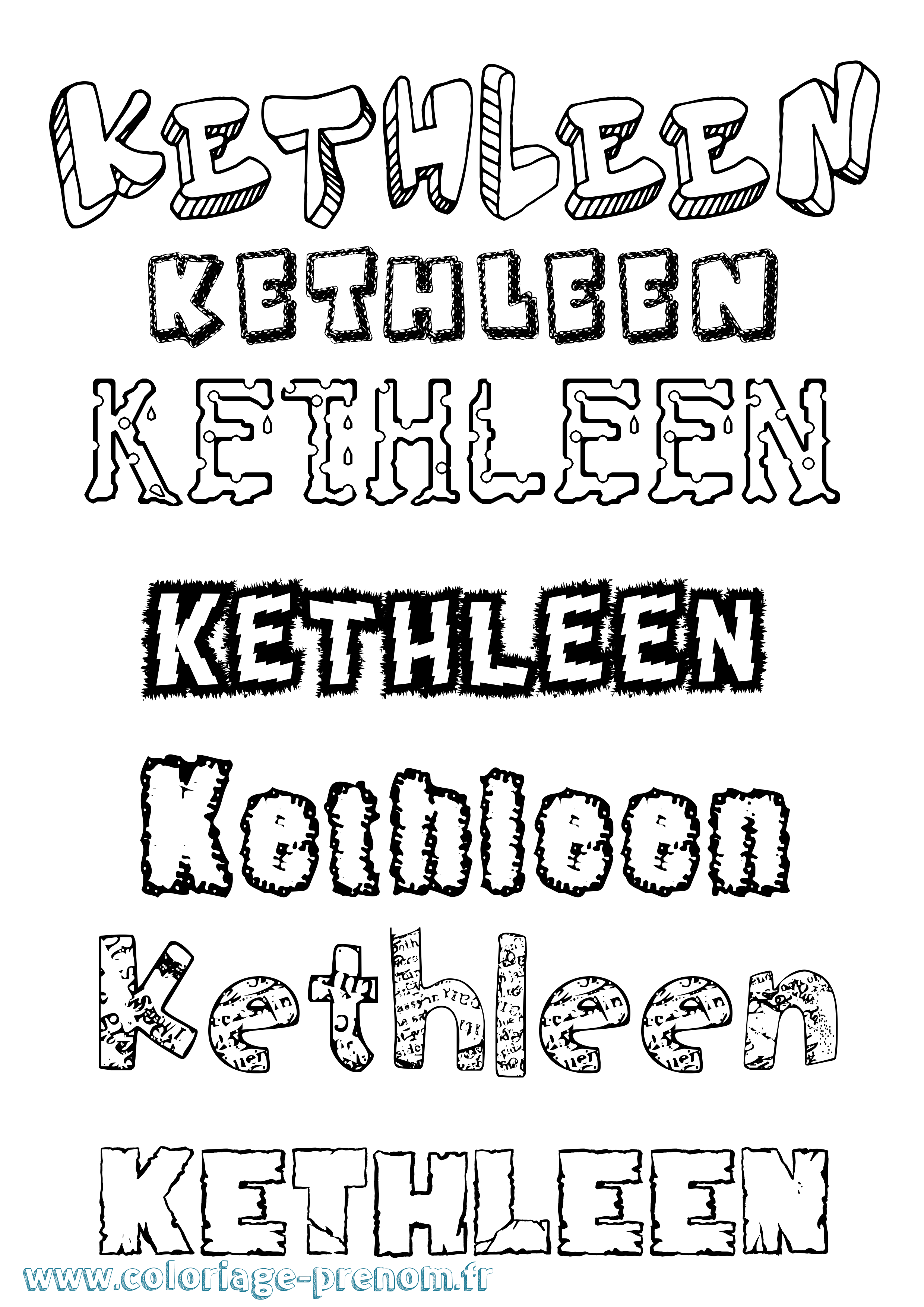 Coloriage Kethleen Destructuré Coloriage prénom Kethleen Destructuré