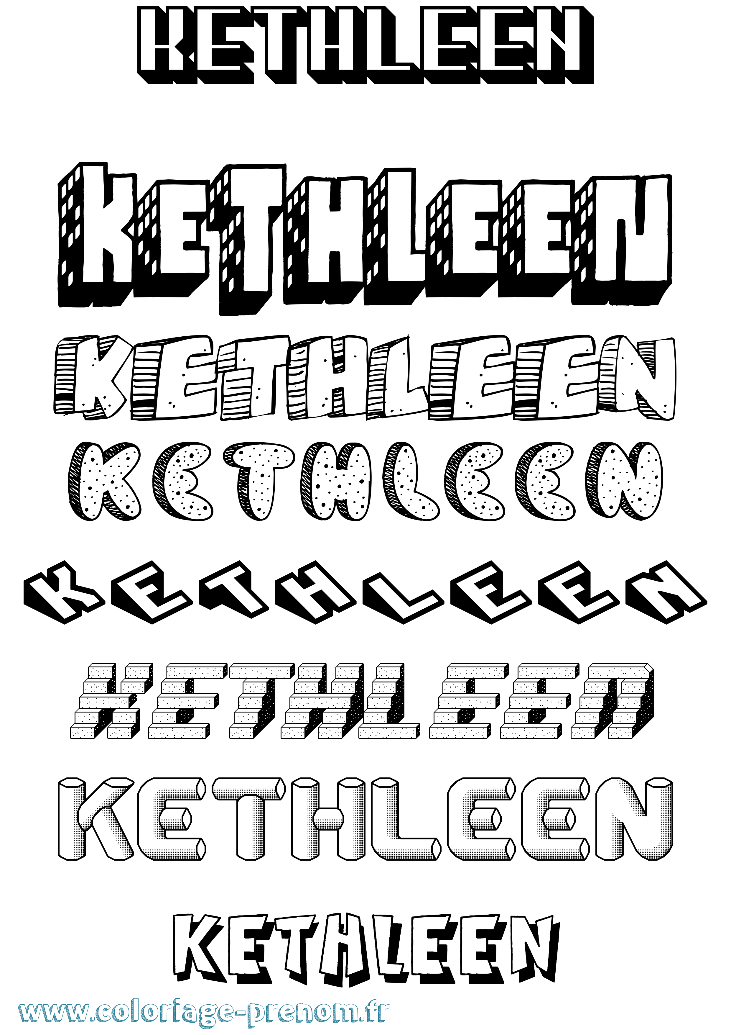 Coloriage Kethleen Effet 3D Coloriage prénom Kethleen Effet 3D