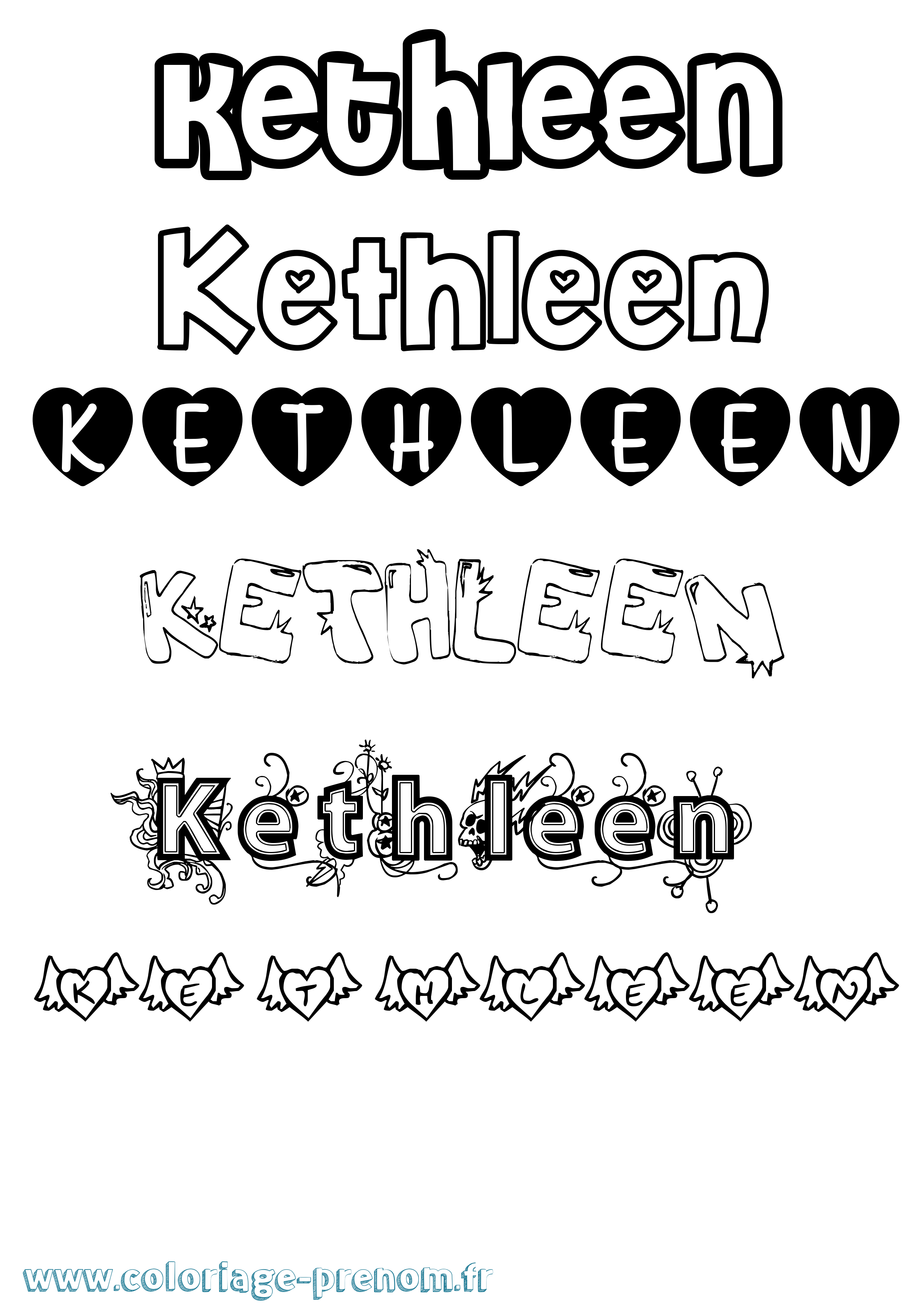 Coloriage Kethleen Girly Coloriage prénom Kethleen Girly