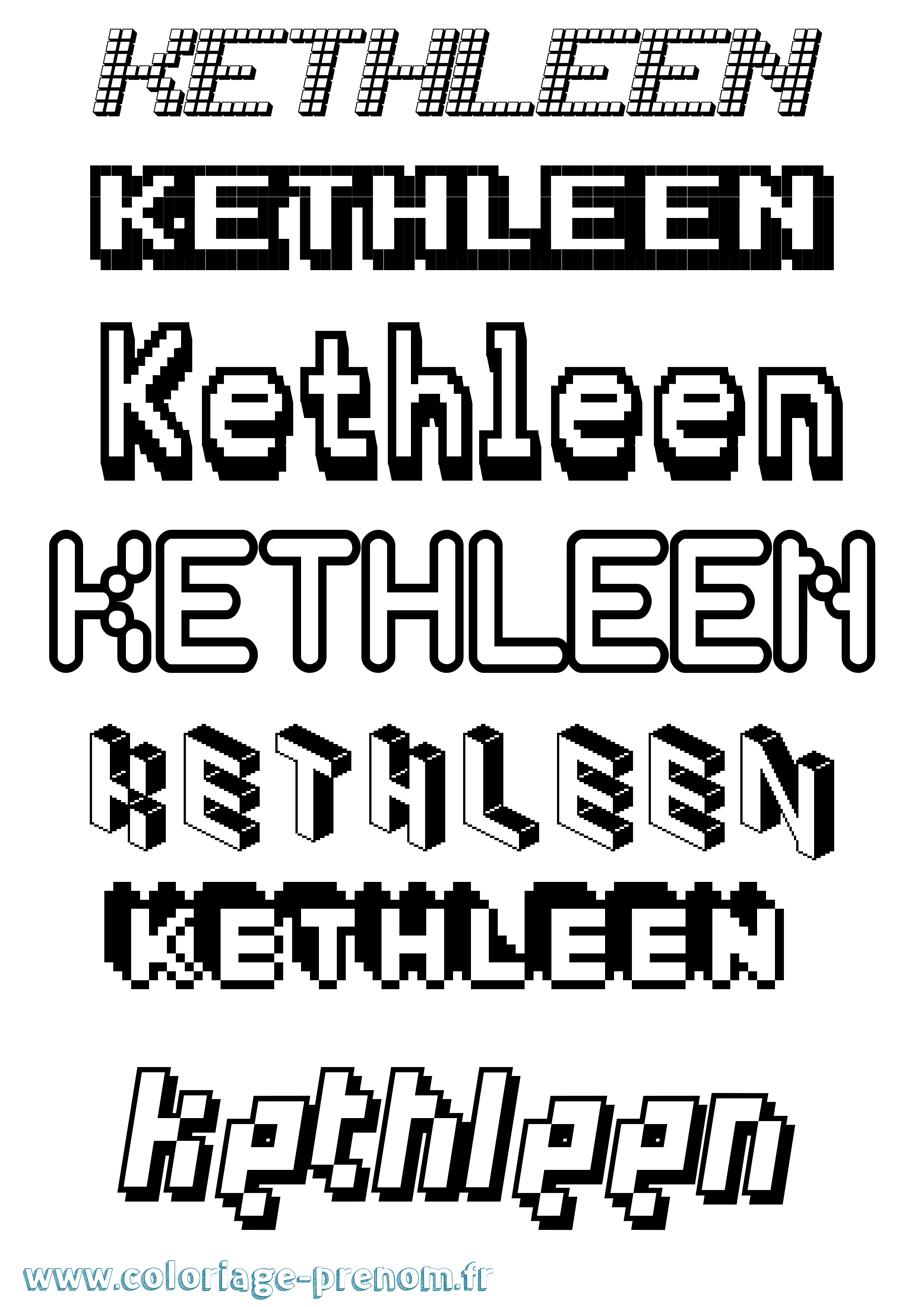 Coloriage Kethleen Pixel Coloriage prénom Kethleen Pixel