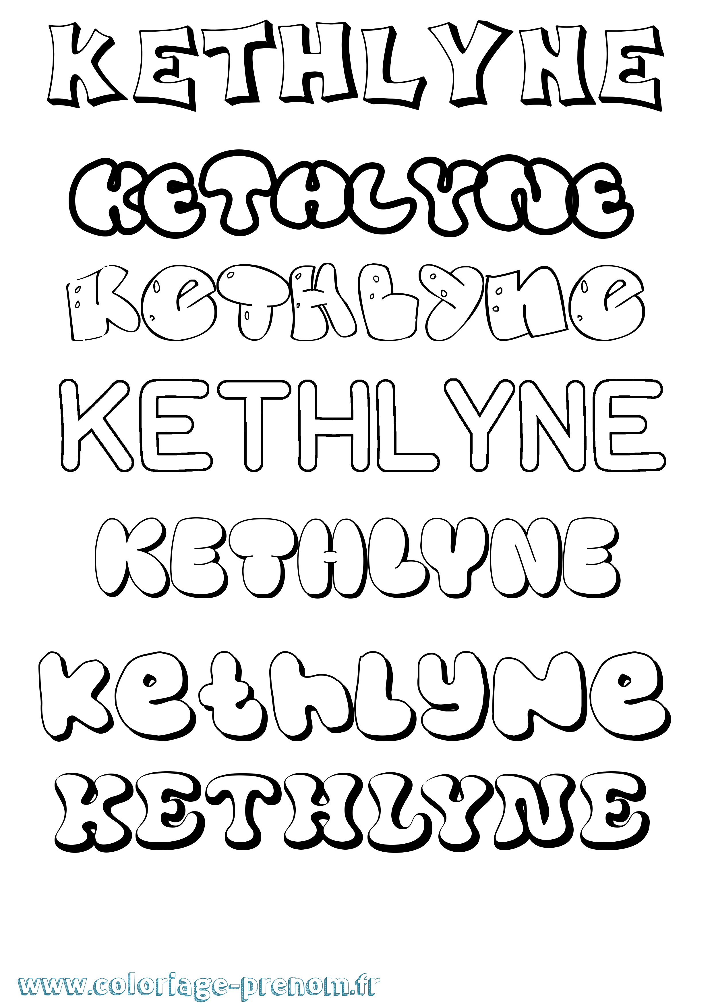 Coloriage Kethlyne Bubble Coloriage prénom Kethlyne Bubble