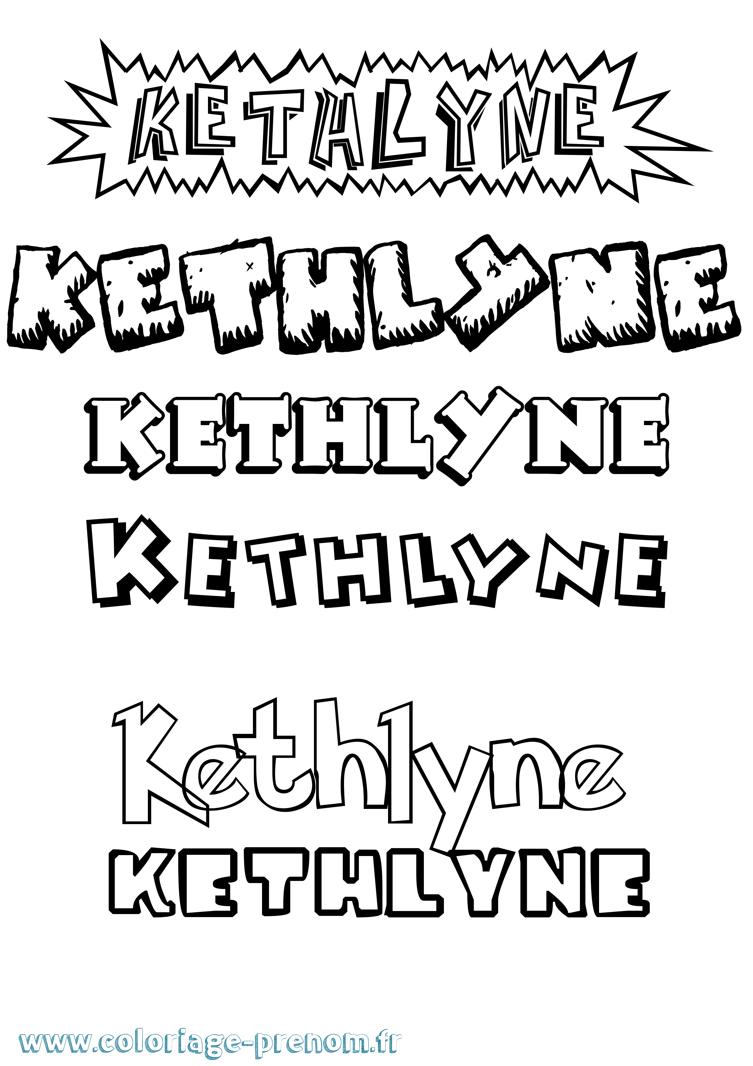 Coloriage Kethlyne Dessin Animé Coloriage prénom Kethlyne Dessin Animé