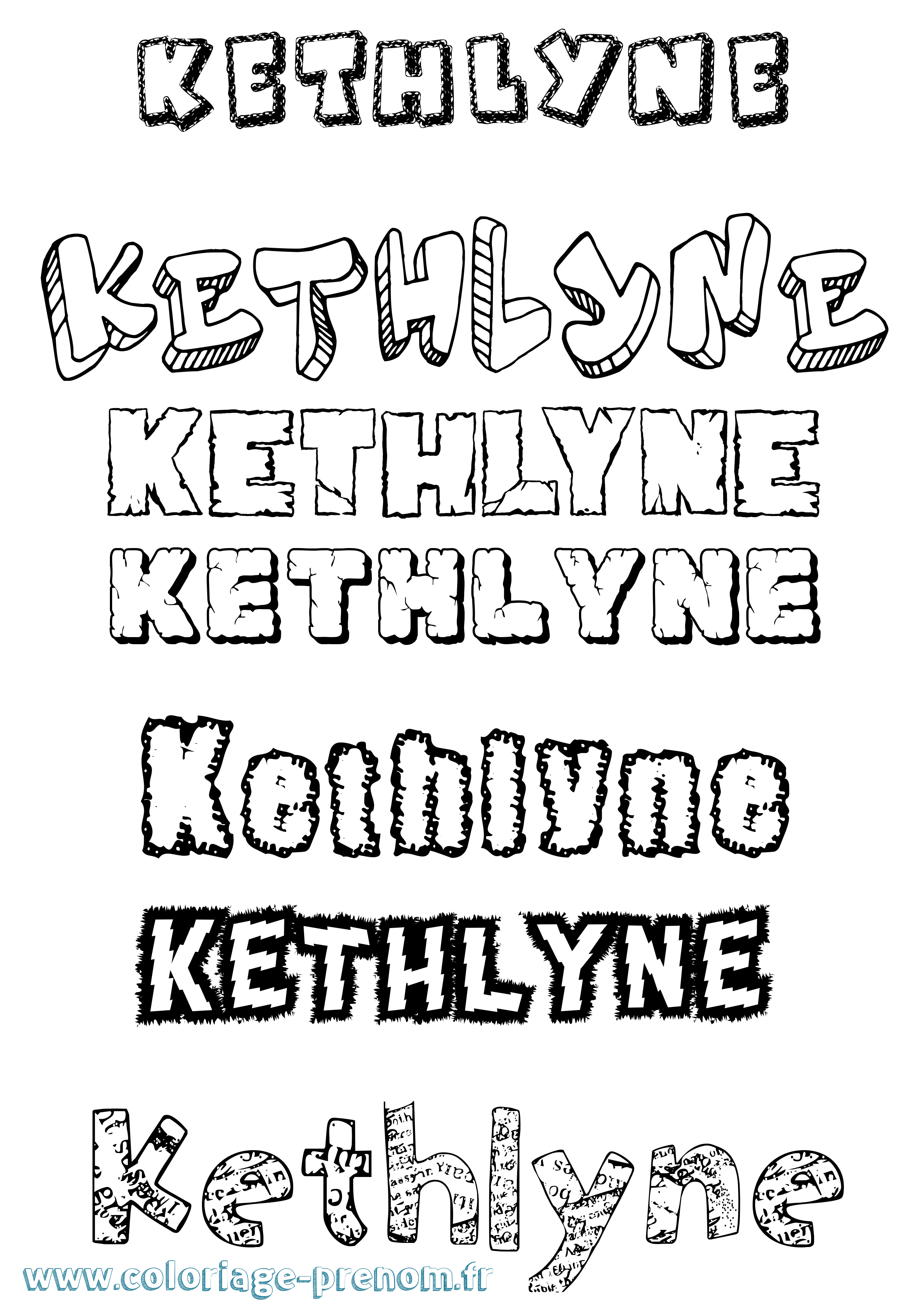 Coloriage Kethlyne Destructuré Coloriage prénom Kethlyne Destructuré