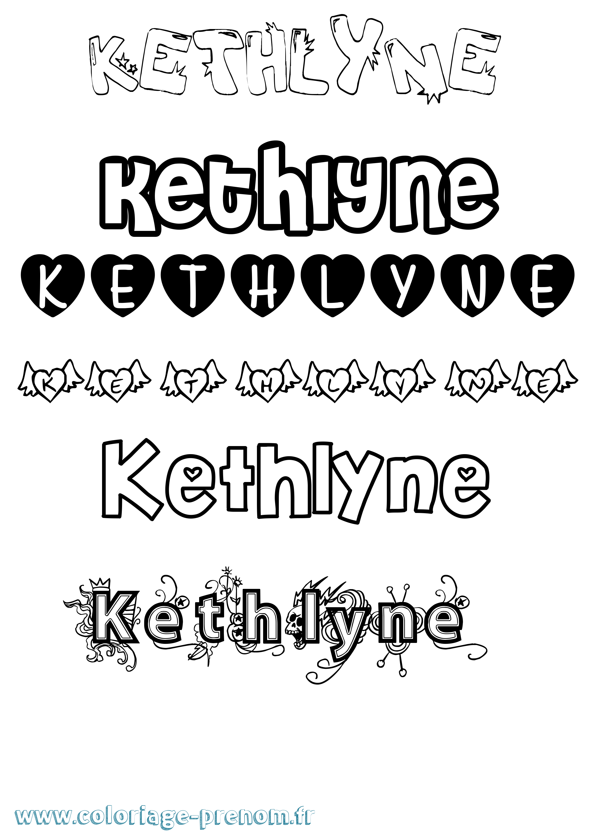 Coloriage Kethlyne Girly Coloriage prénom Kethlyne Girly