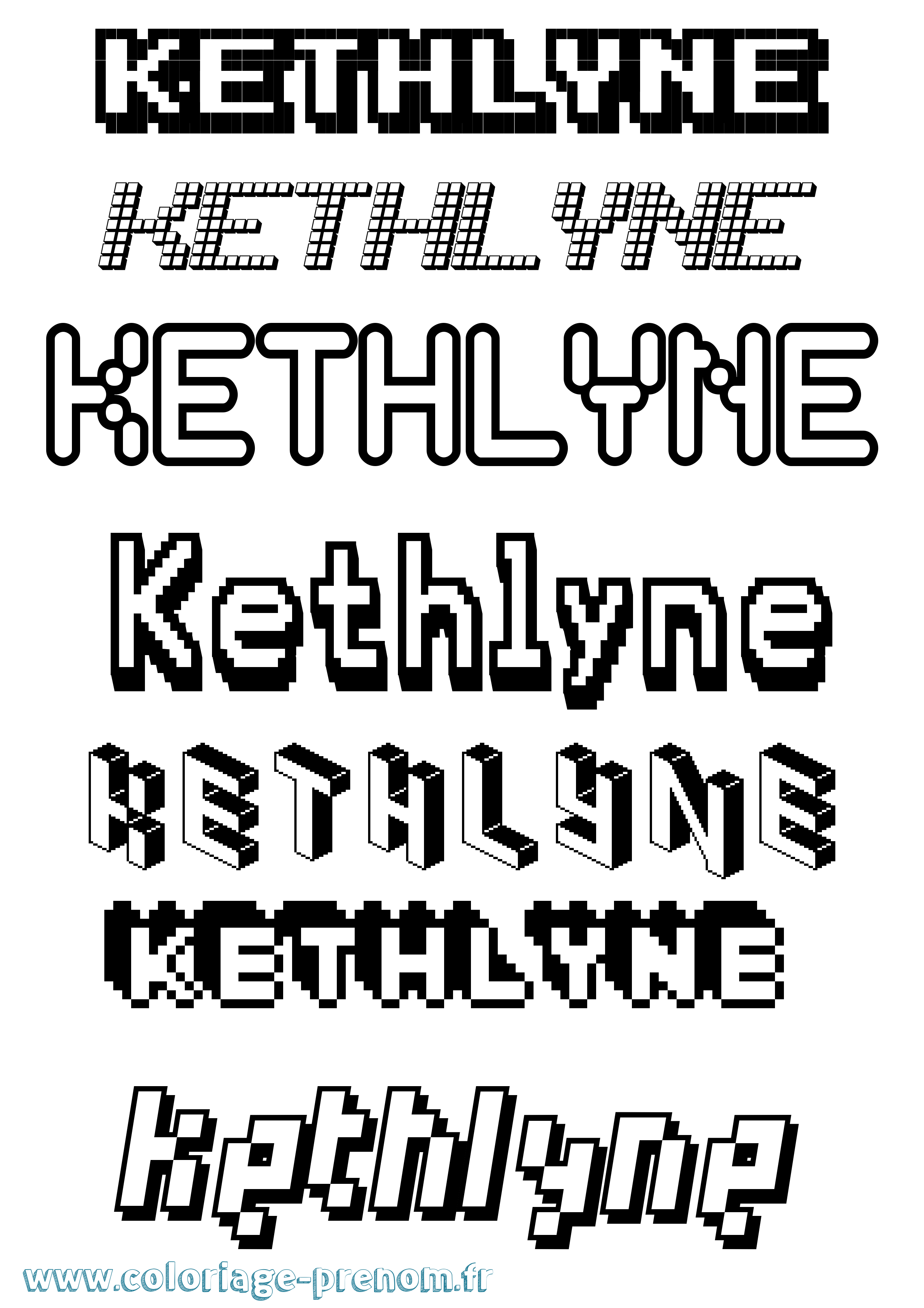 Coloriage Kethlyne Pixel Coloriage prénom Kethlyne Pixel