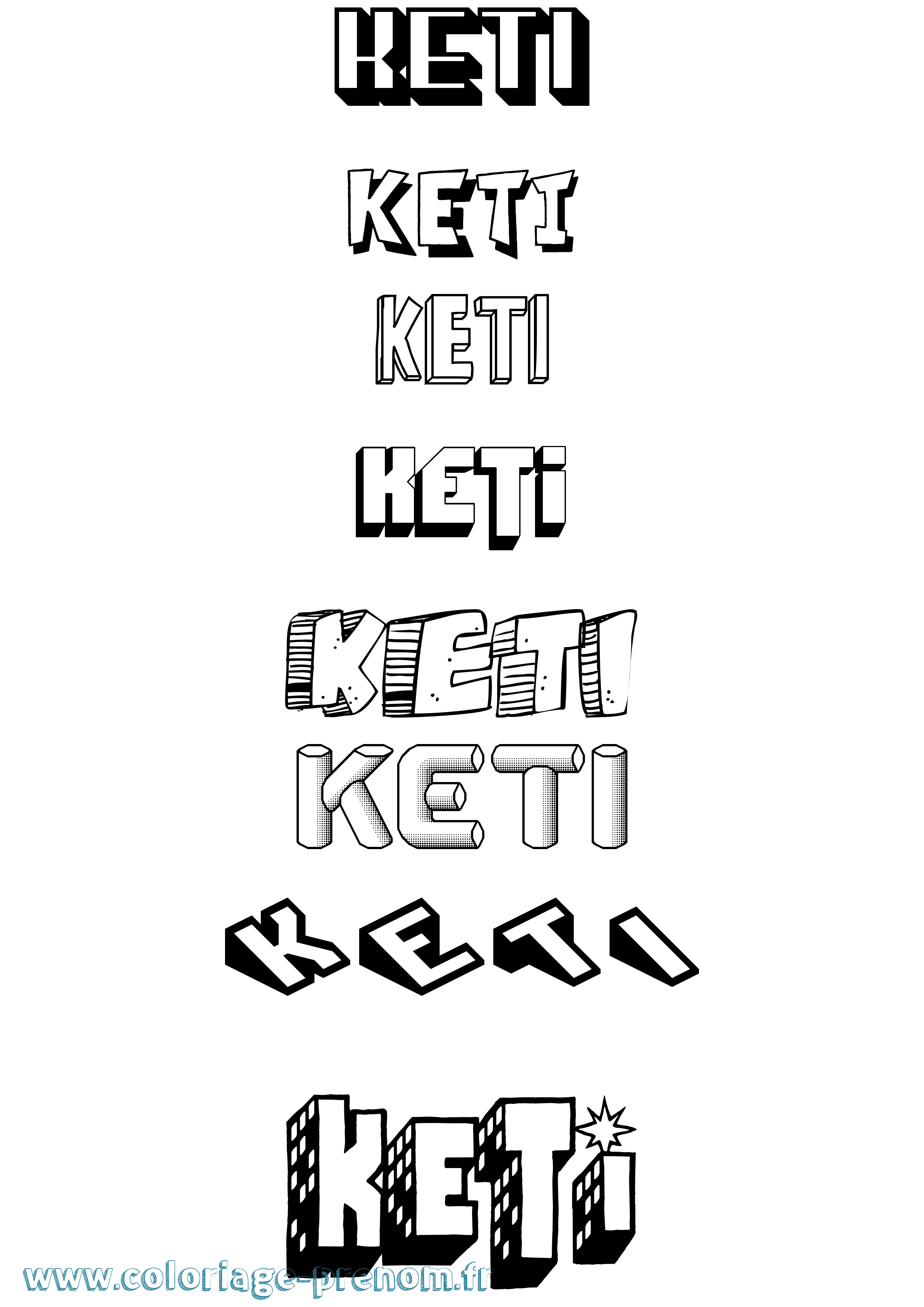 Coloriage Keti Effet 3D Coloriage prénom Keti Effet 3D