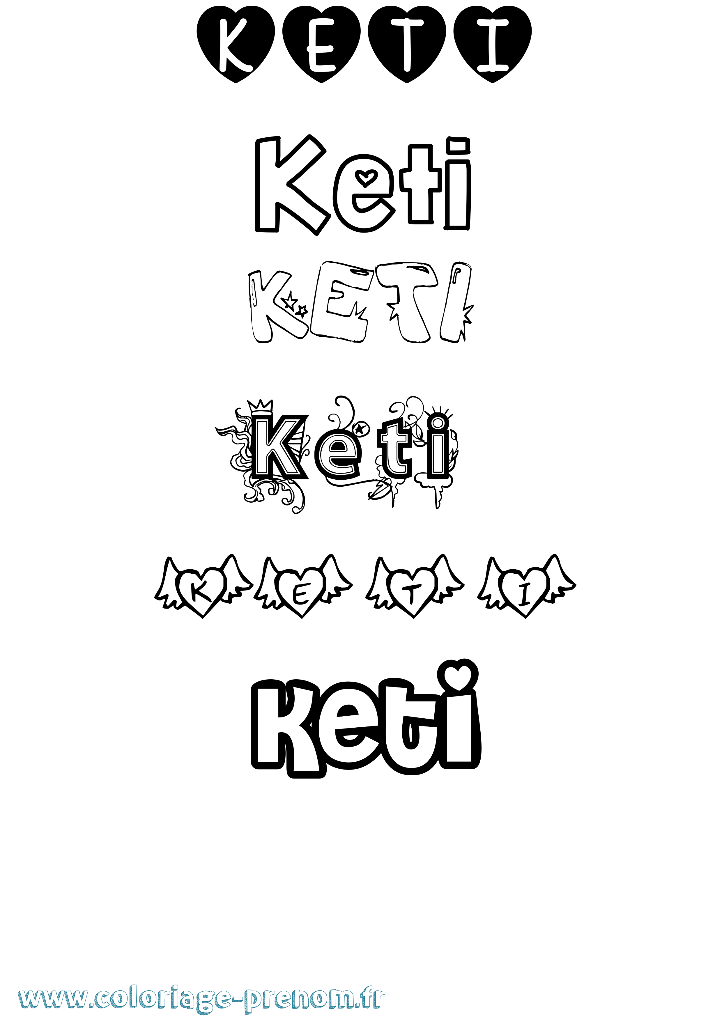 Coloriage Keti Girly Coloriage prénom Keti Girly