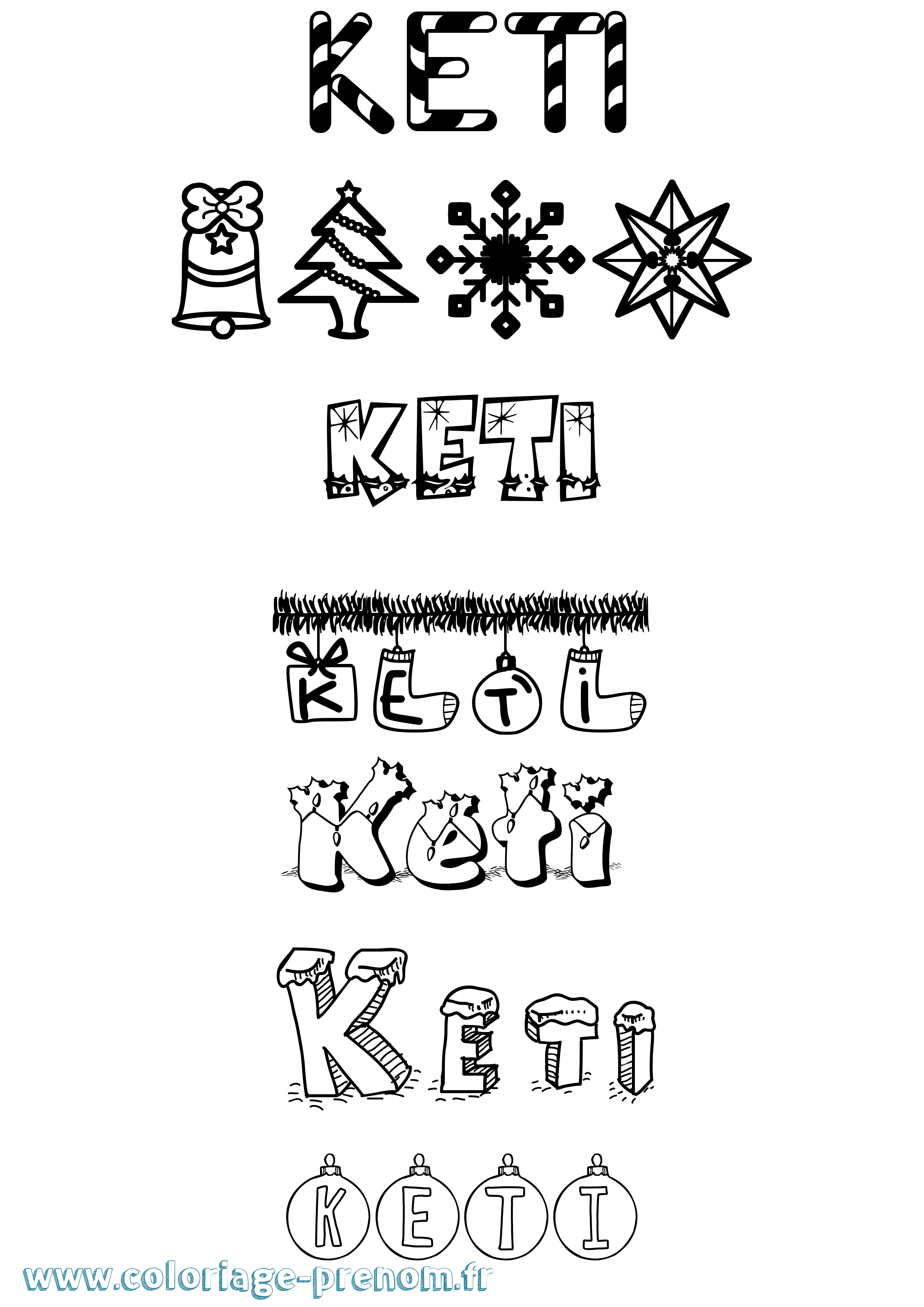 Coloriage Keti Noël Coloriage prénom Keti Noël