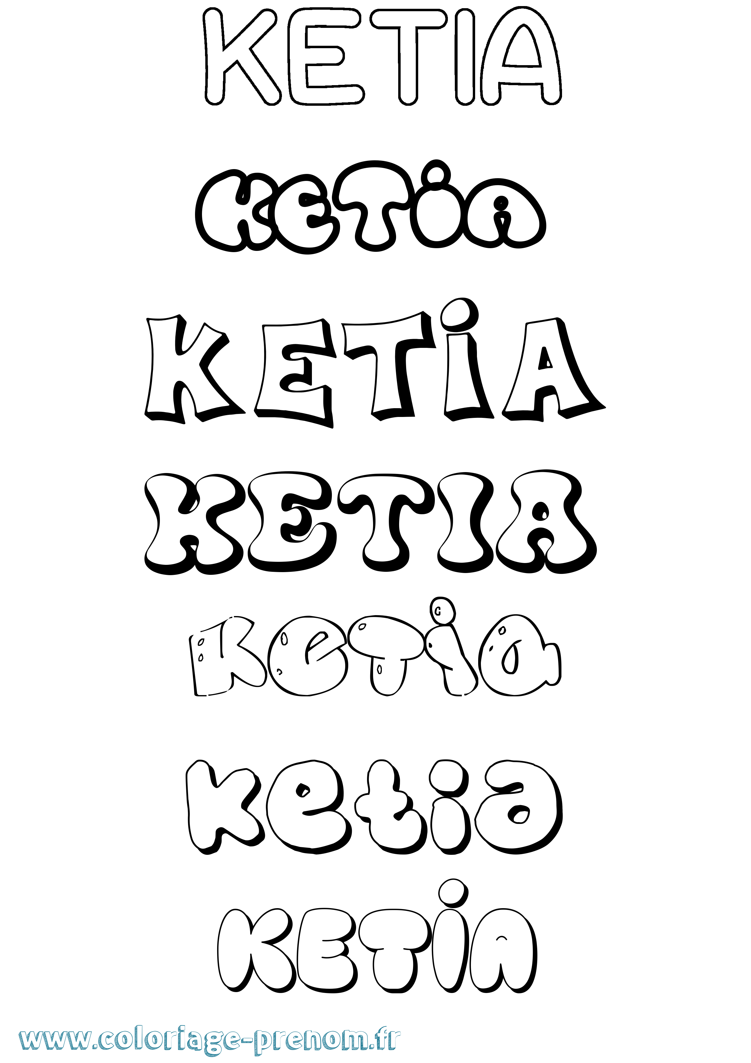 Coloriage Ketia Bubble Coloriage prénom Ketia Bubble