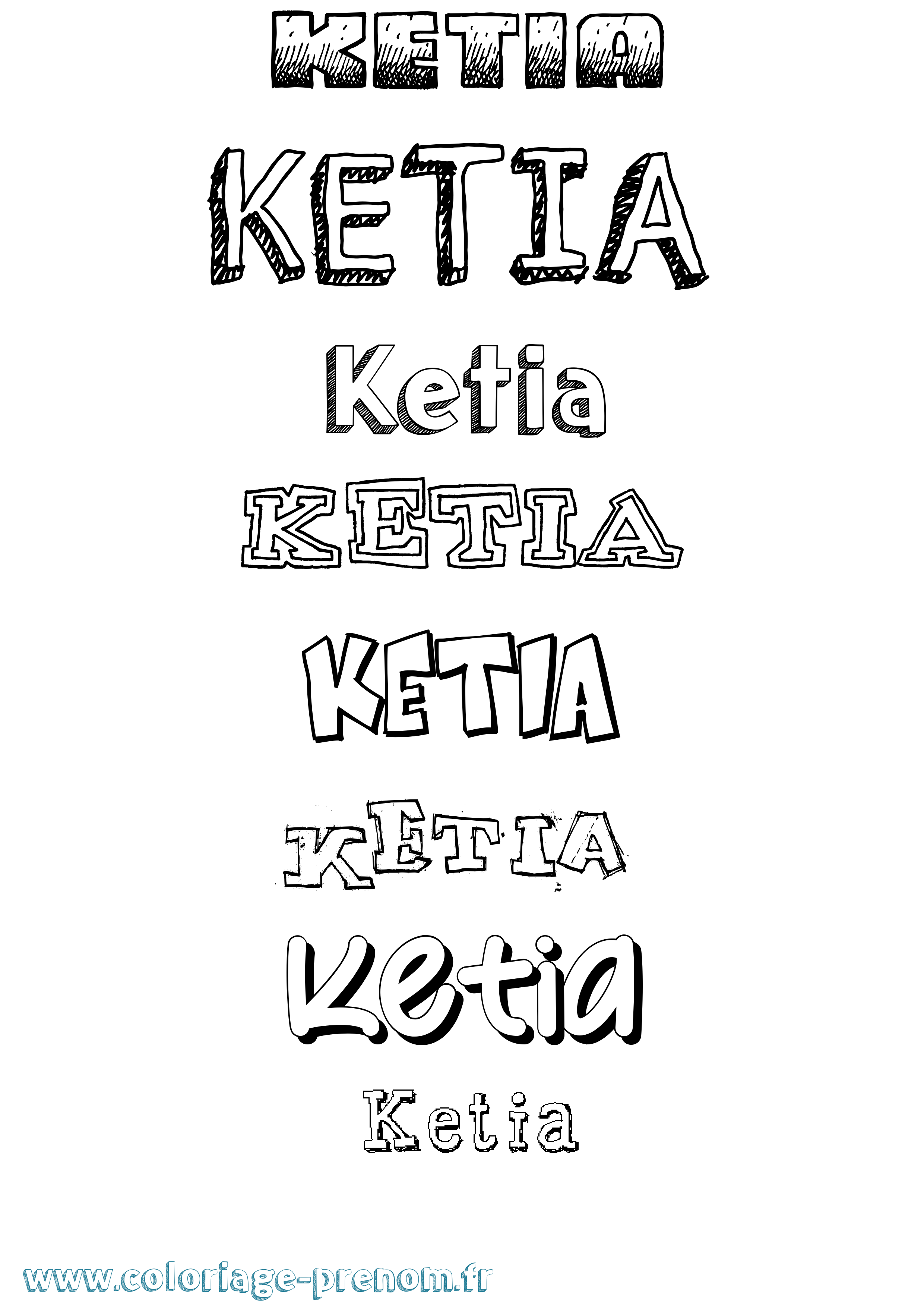 Coloriage Ketia Dessiné Coloriage prénom Ketia Dessiné
