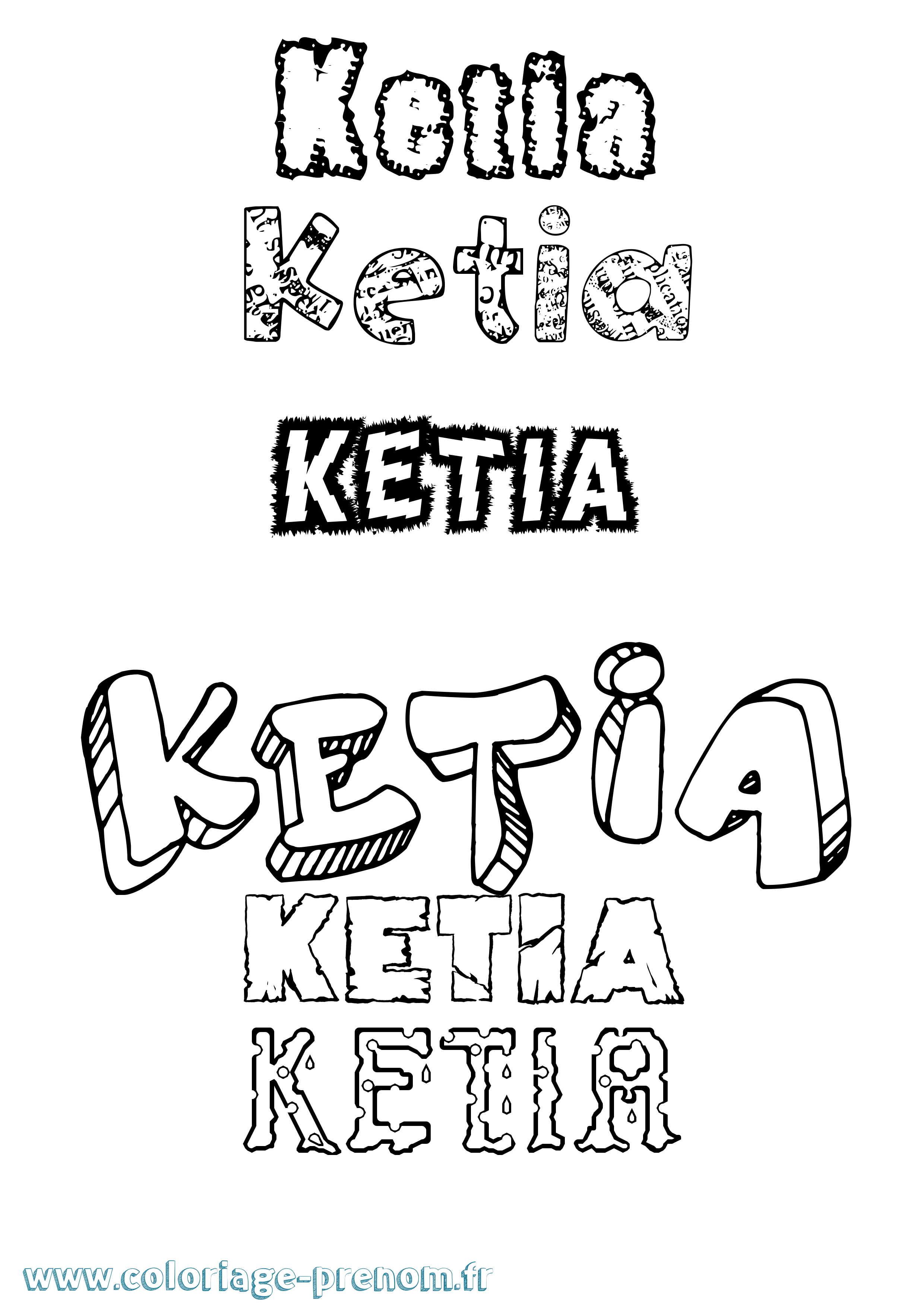 Coloriage Ketia Destructuré Coloriage prénom Ketia Destructuré