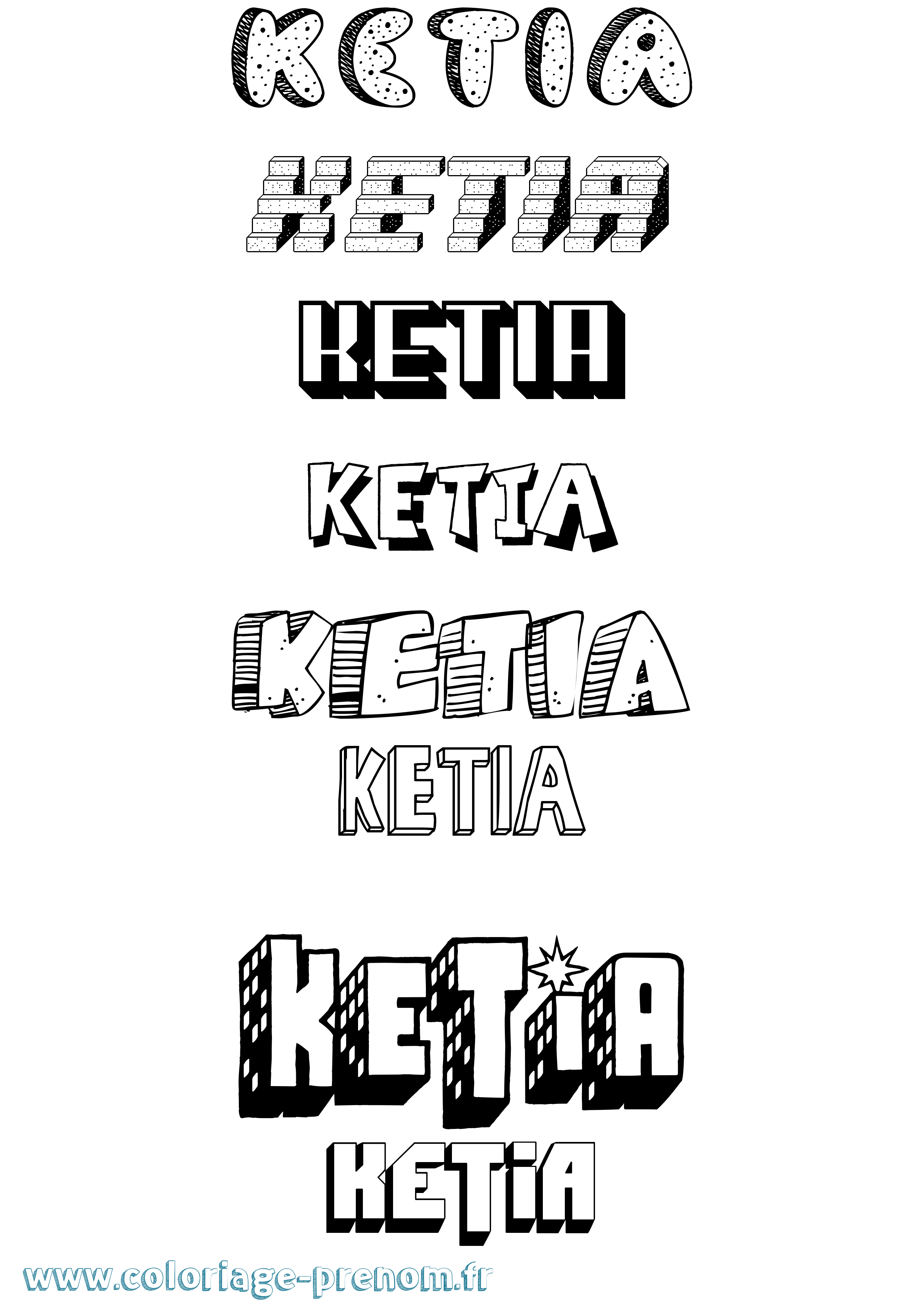 Coloriage Ketia Effet 3D Coloriage prénom Ketia Effet 3D