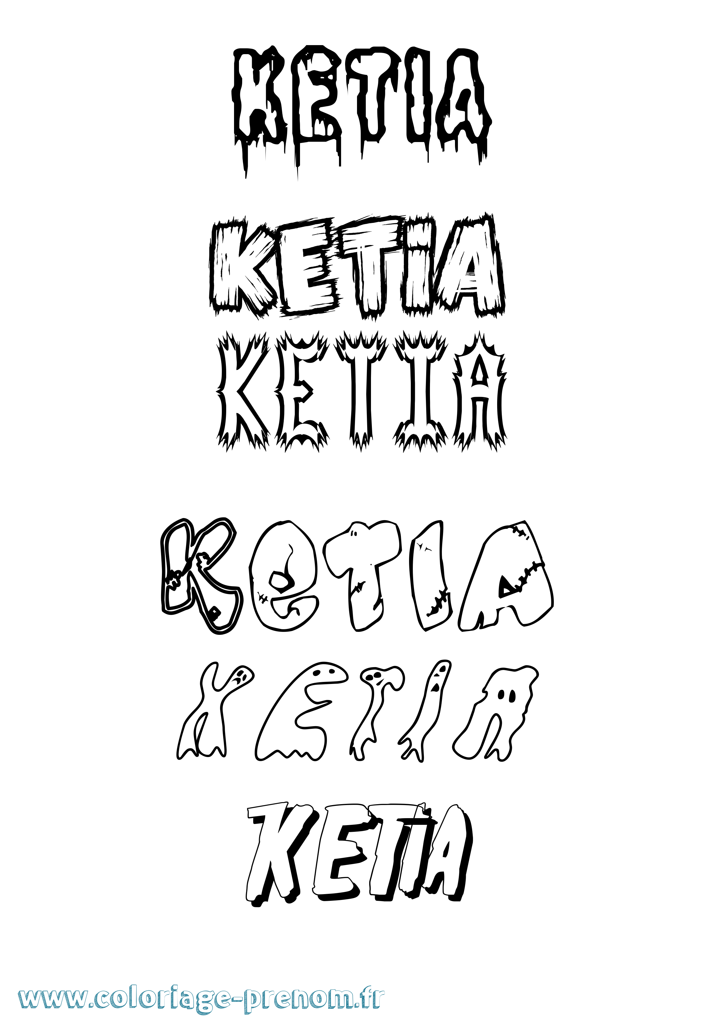 Coloriage Ketia Frisson Coloriage prénom Ketia Frisson