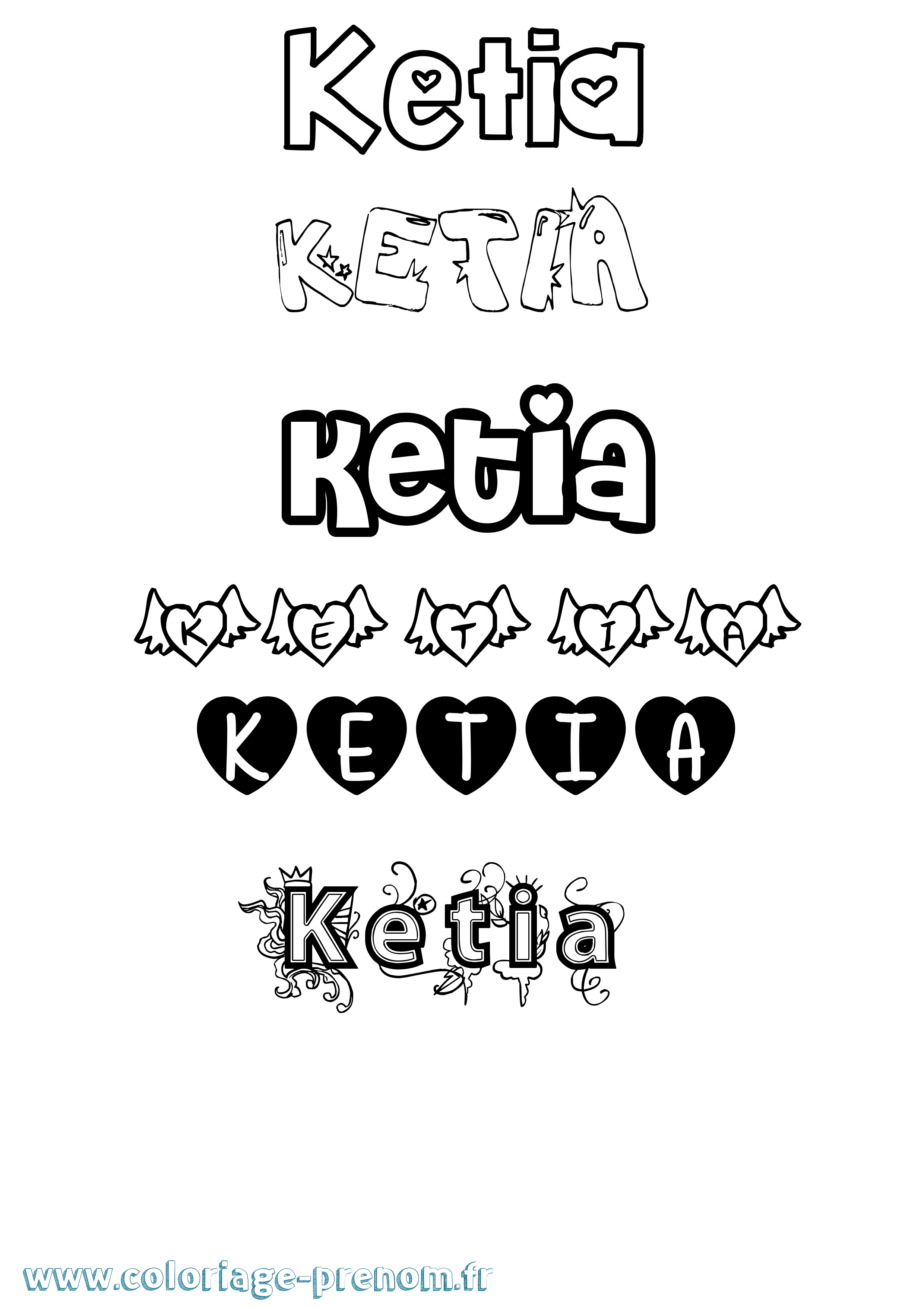Coloriage Ketia Girly Coloriage prénom Ketia Girly