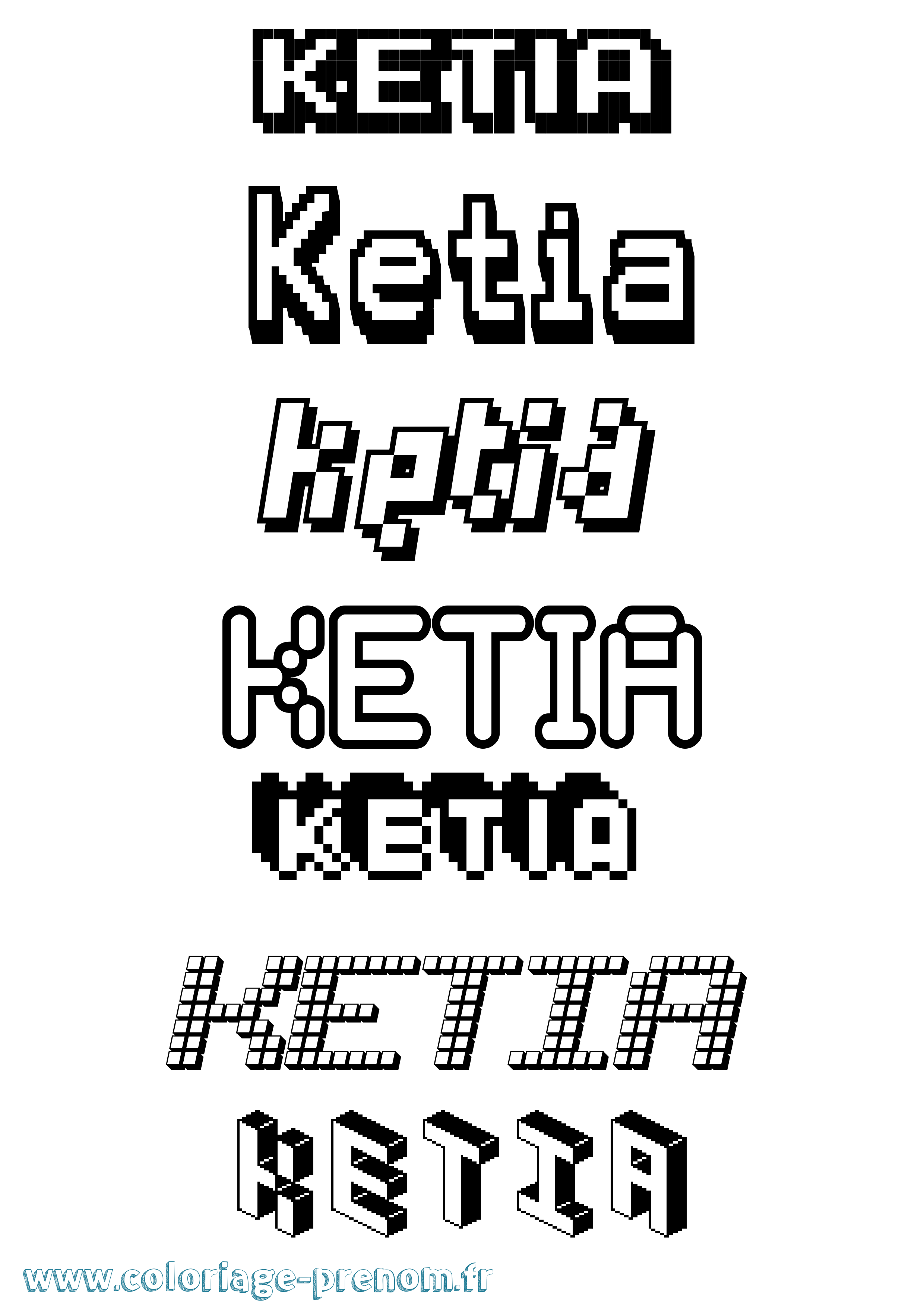 Coloriage Ketia Pixel Coloriage prénom Ketia Pixel
