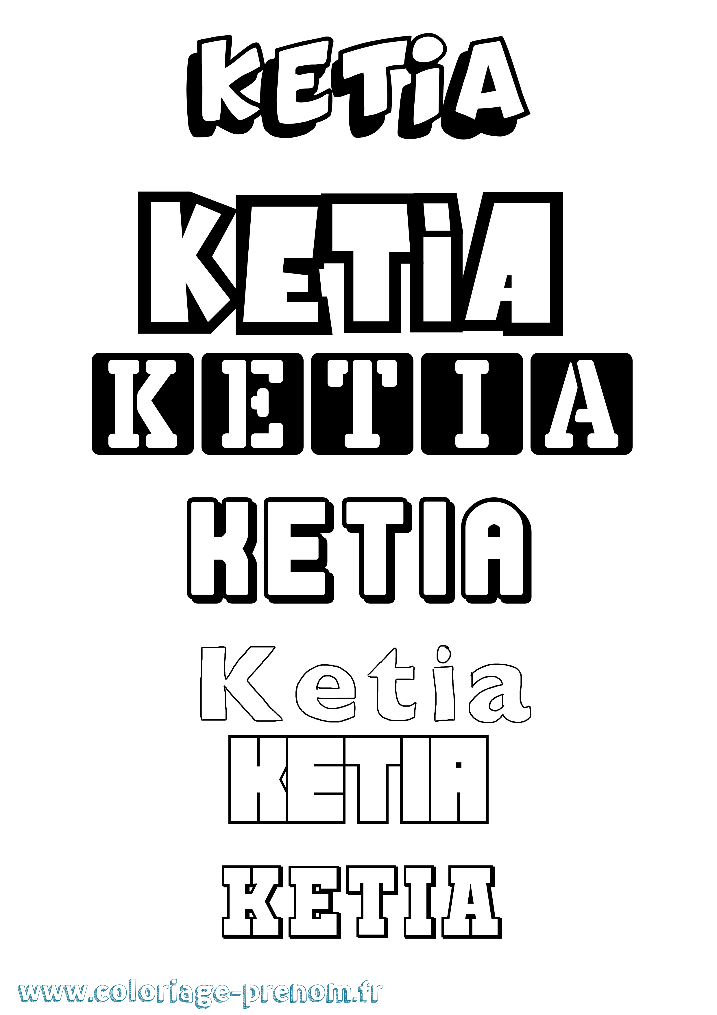 Coloriage Ketia Simple Coloriage prénom Ketia Simple