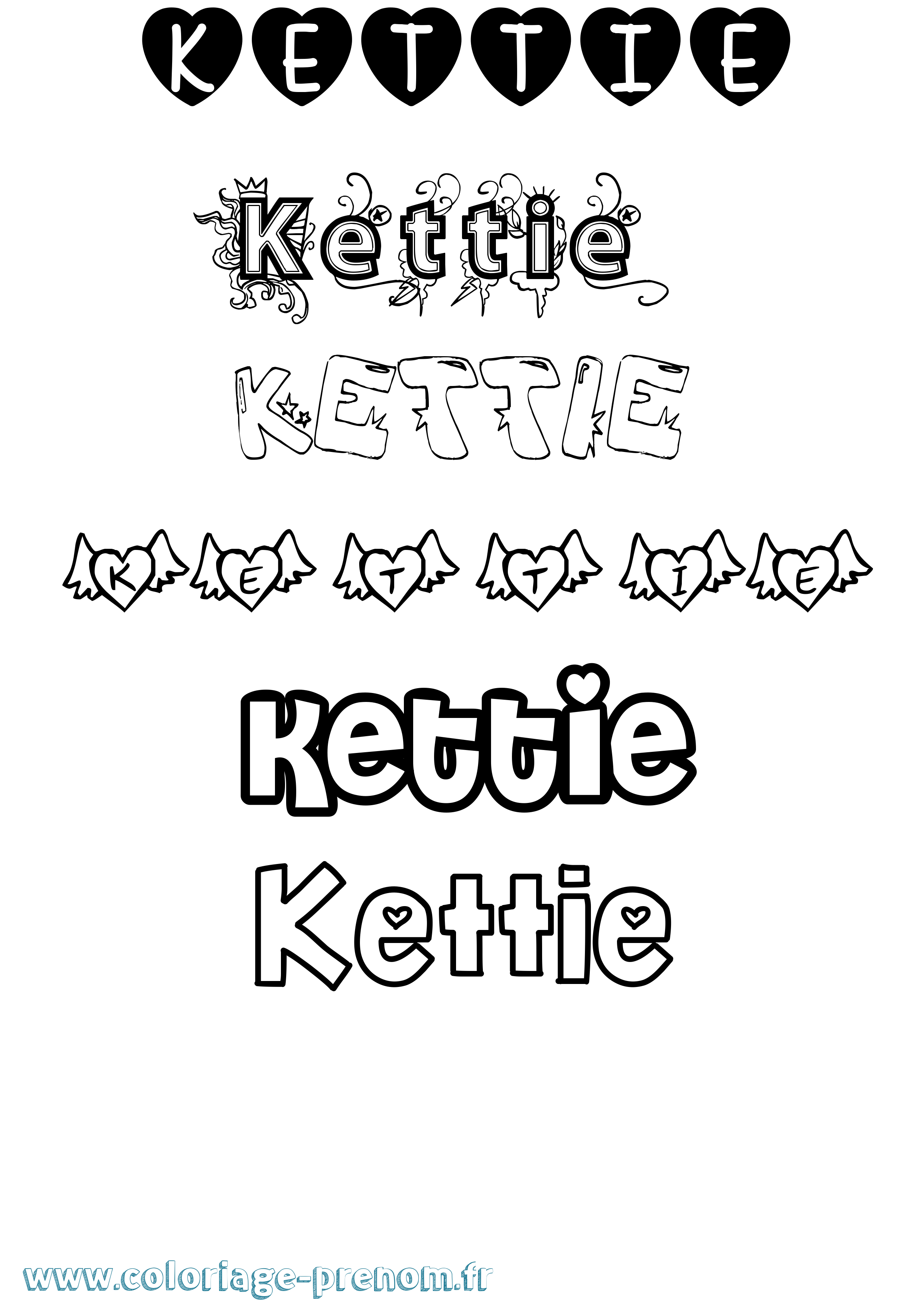 Coloriage Kettie Girly Coloriage prénom Kettie Girly