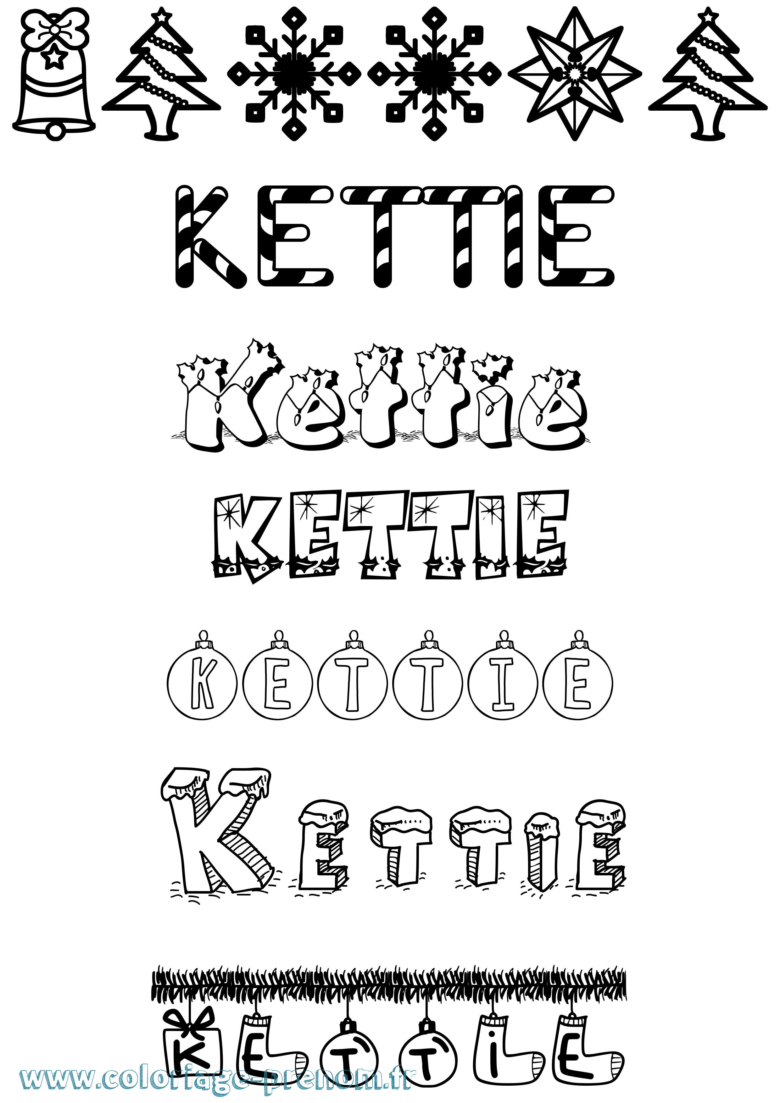 Coloriage Kettie Noël Coloriage prénom Kettie Noël
