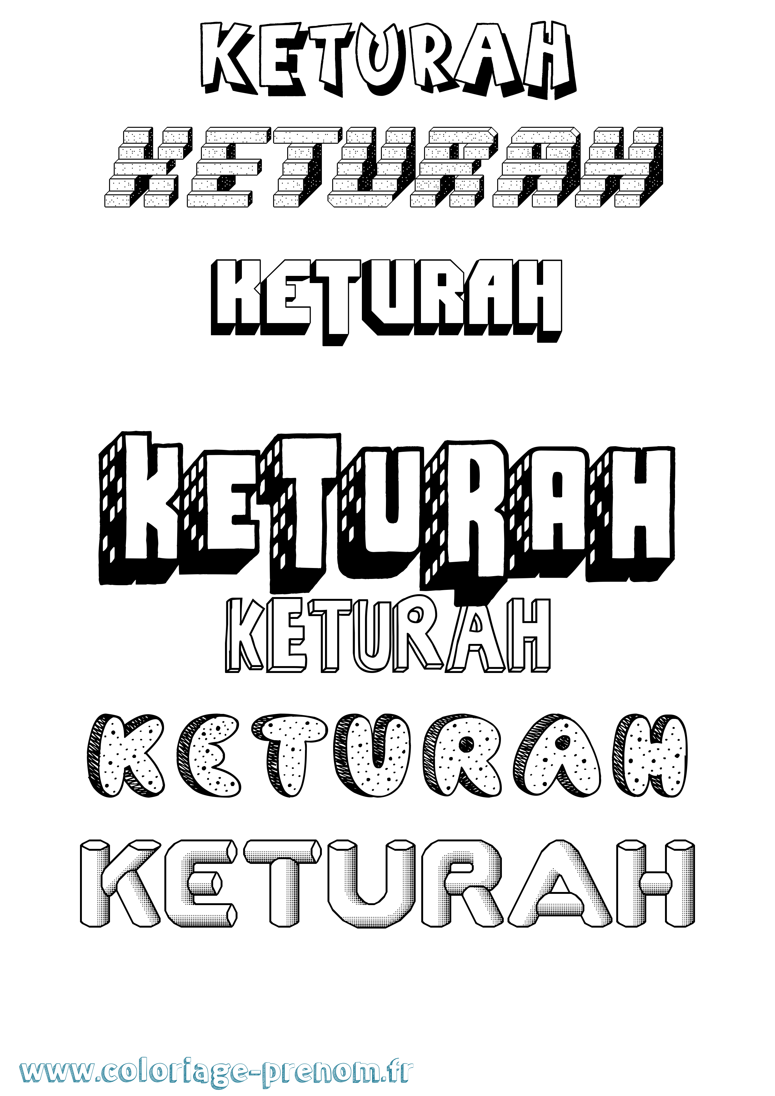 Coloriage Keturah Effet 3D Coloriage prénom Keturah Effet 3D