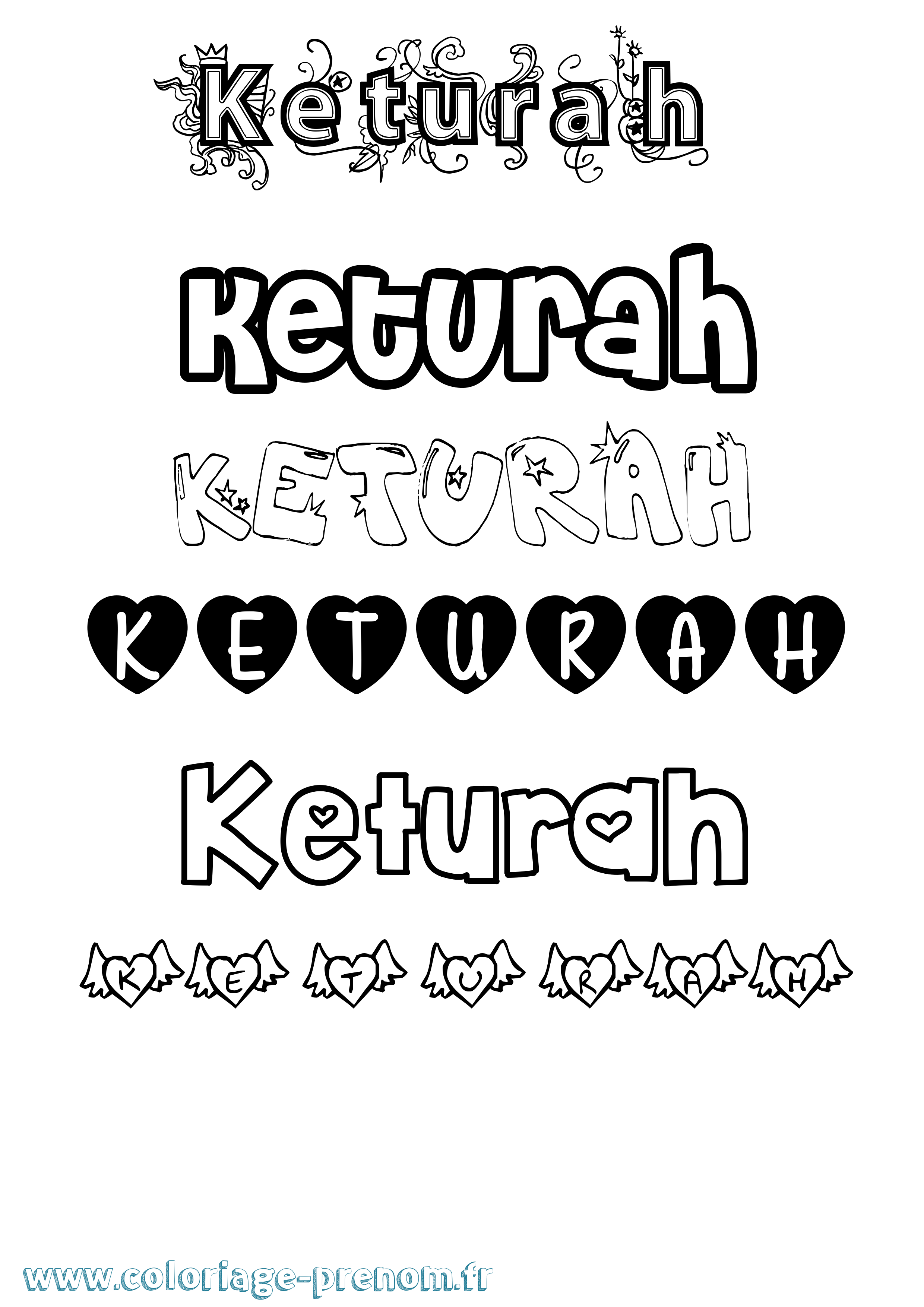 Coloriage Keturah Girly Coloriage prénom Keturah Girly