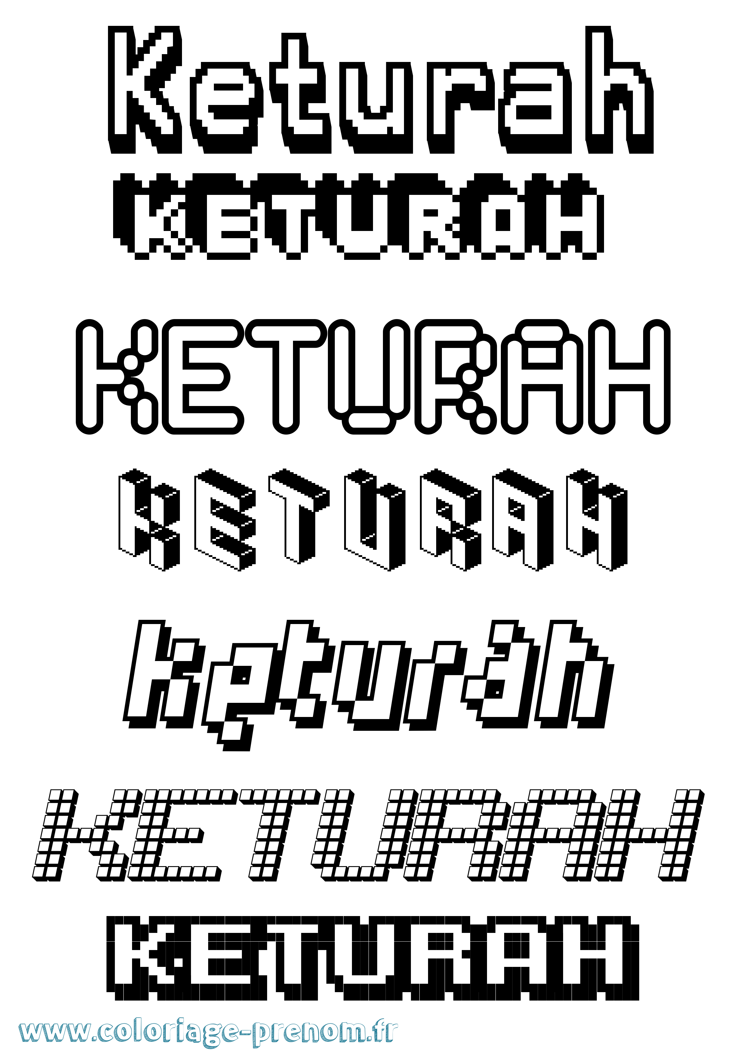 Coloriage Keturah Pixel Coloriage prénom Keturah Pixel