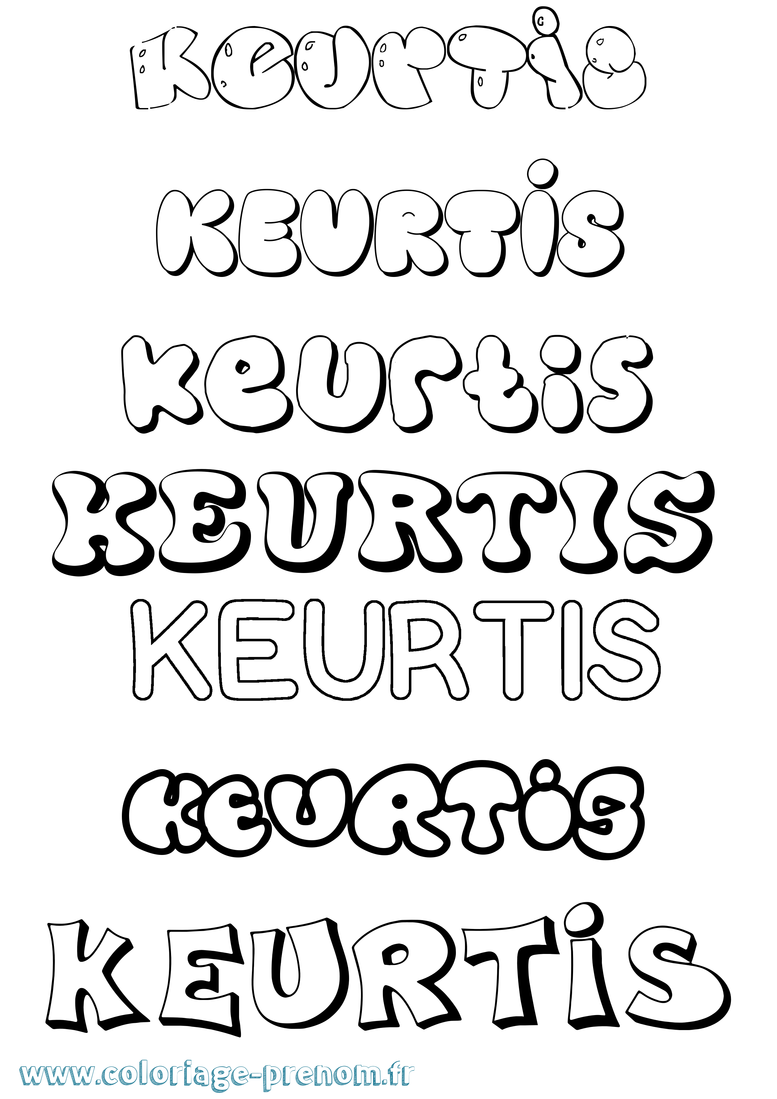 Coloriage Keurtis Bubble Coloriage prénom Keurtis Bubble