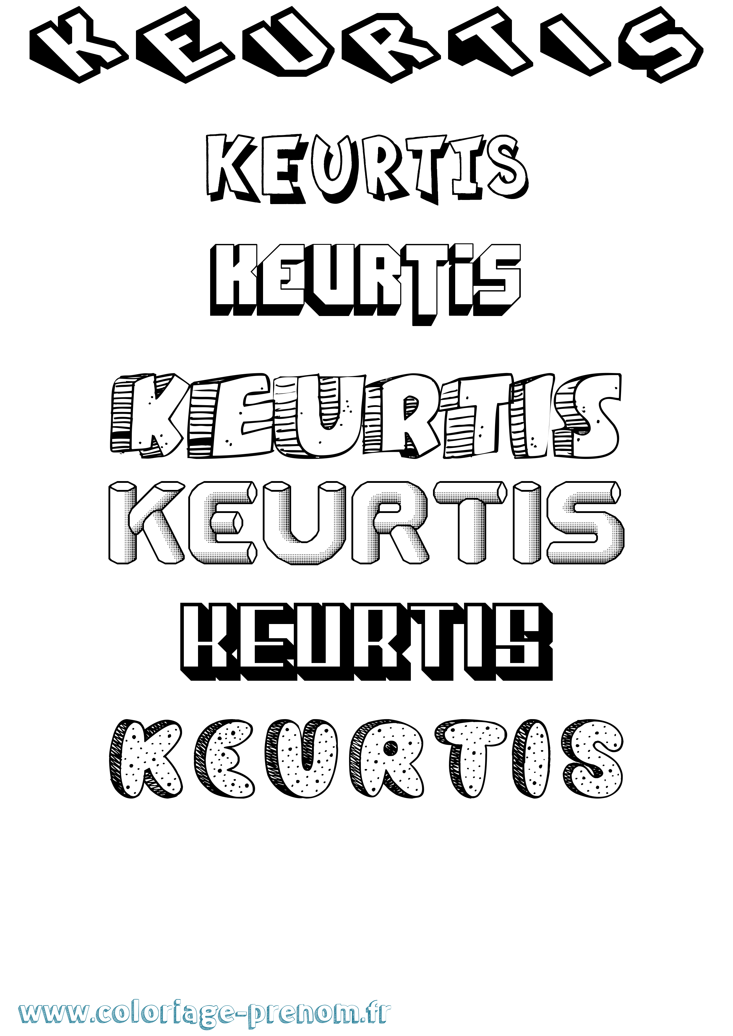 Coloriage Keurtis Effet 3D Coloriage prénom Keurtis Effet 3D