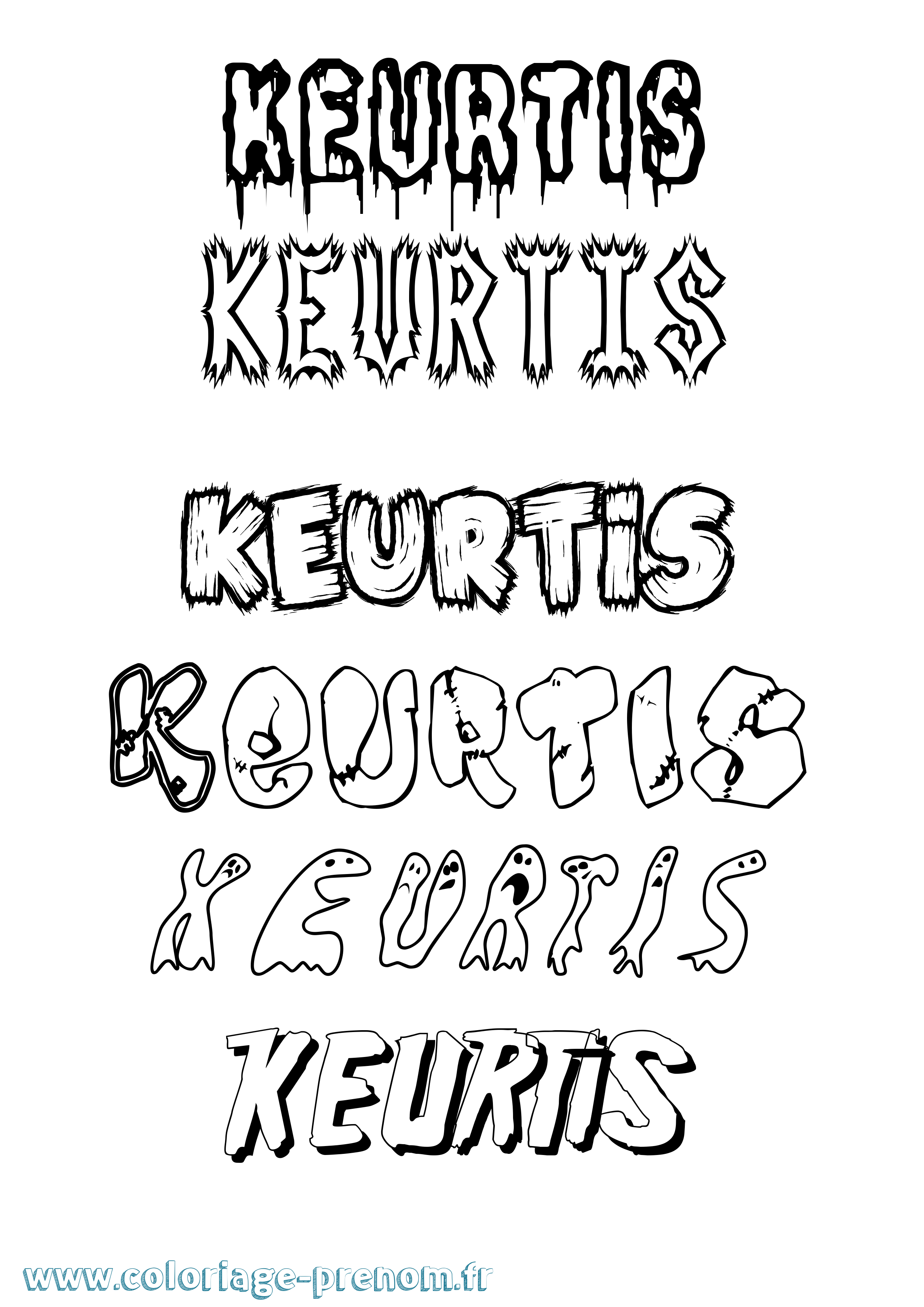 Coloriage Keurtis Frisson Coloriage prénom Keurtis Frisson