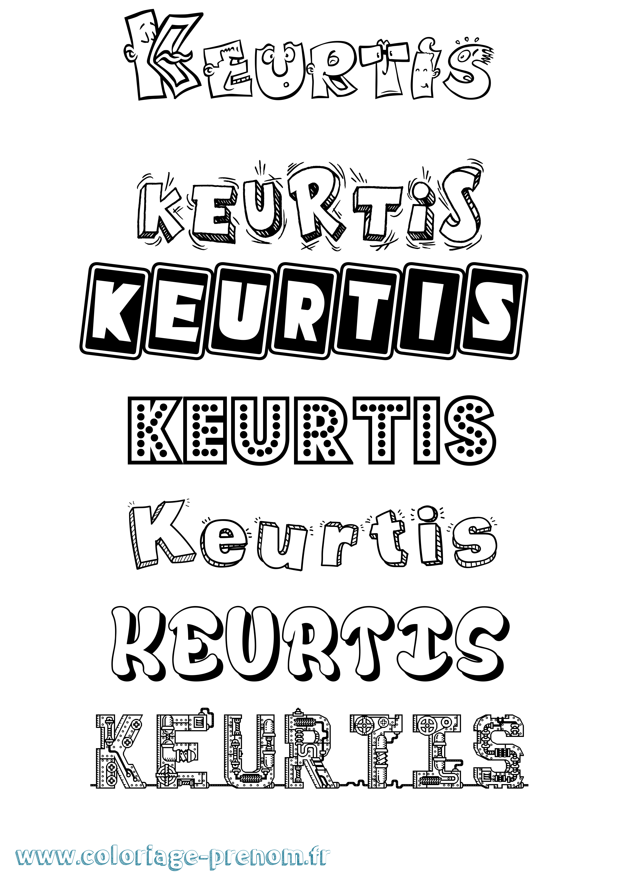 Coloriage Keurtis Fun Coloriage prénom Keurtis Fun