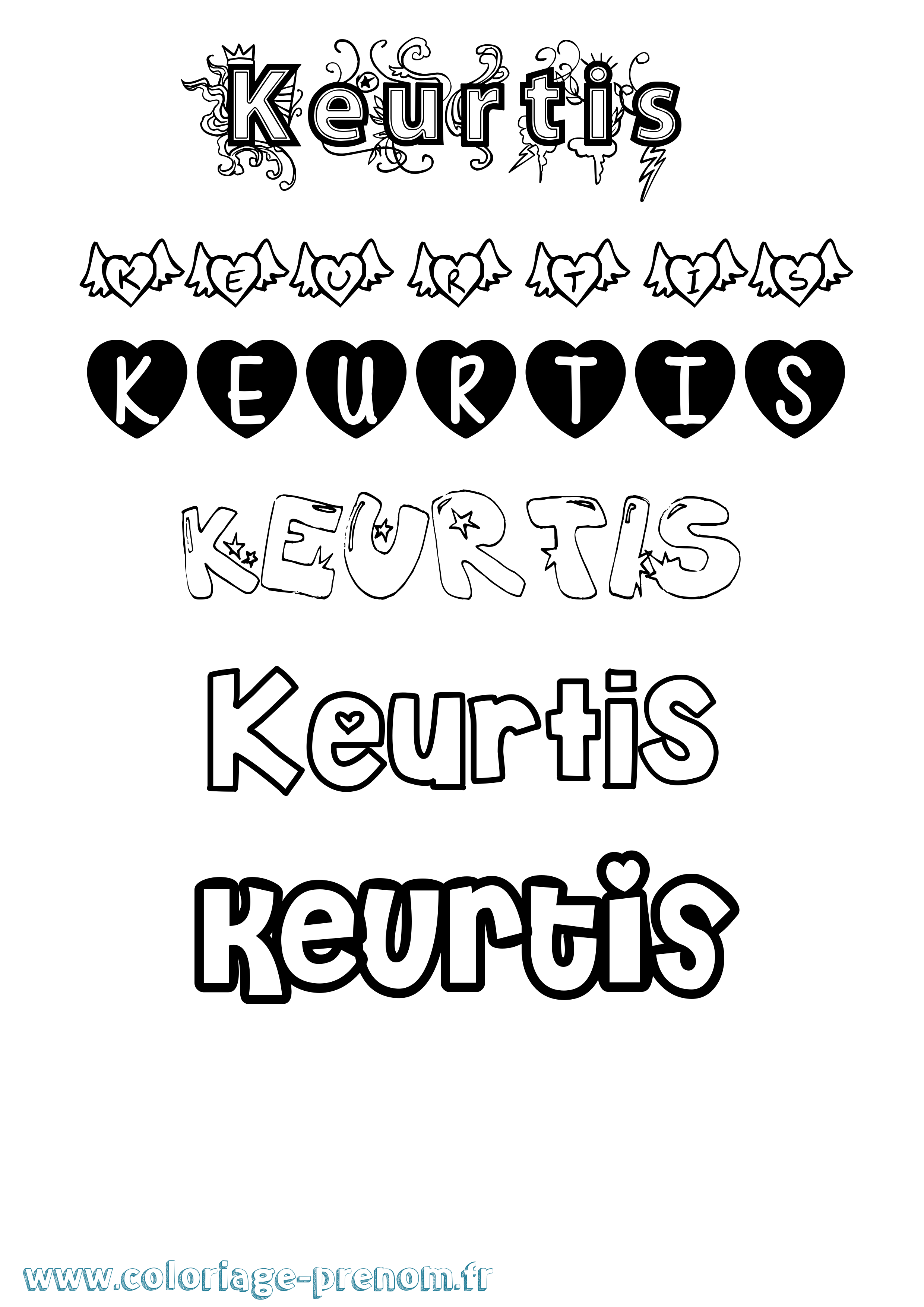 Coloriage Keurtis Girly Coloriage prénom Keurtis Girly