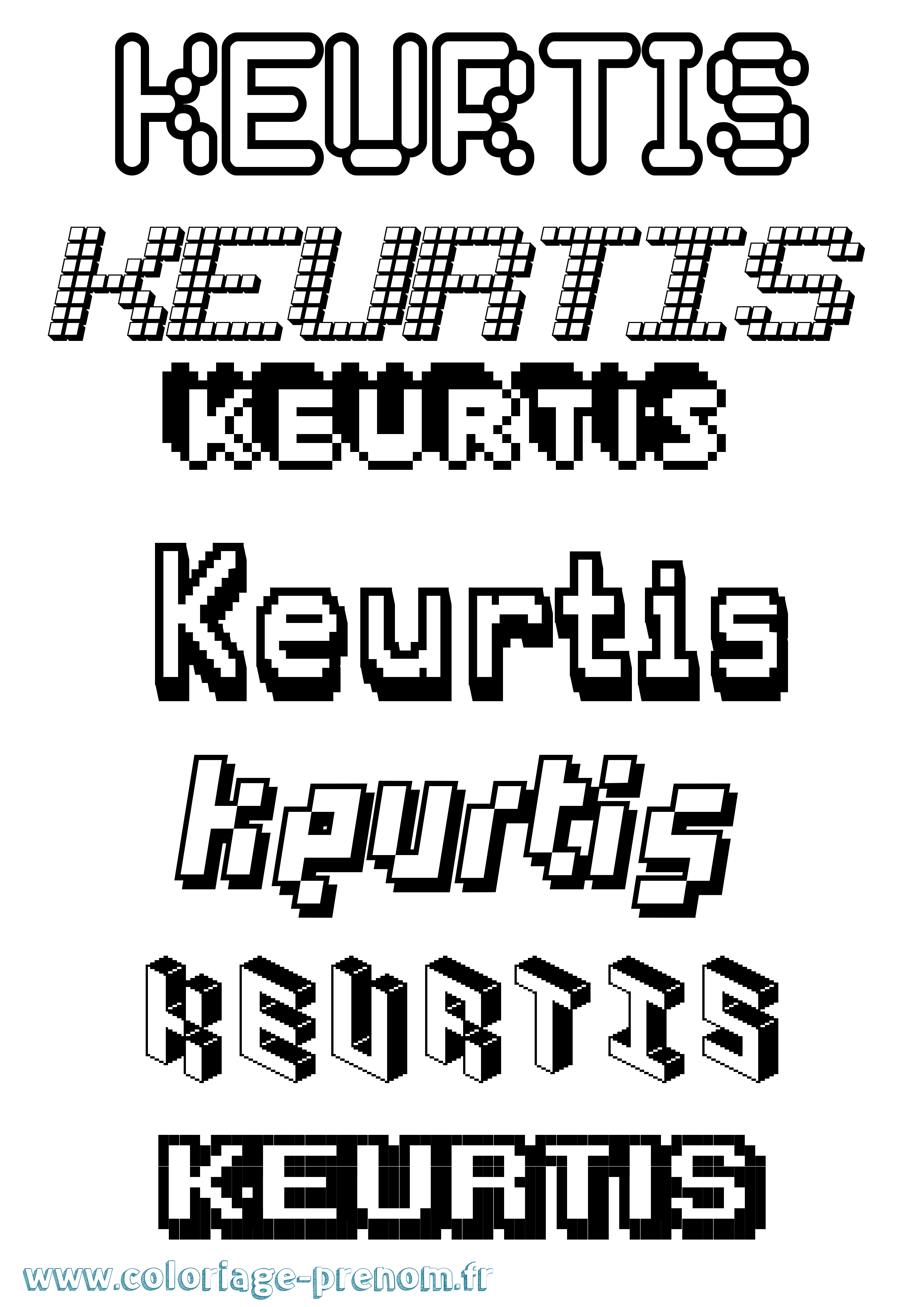 Coloriage Keurtis Pixel Coloriage prénom Keurtis Pixel
