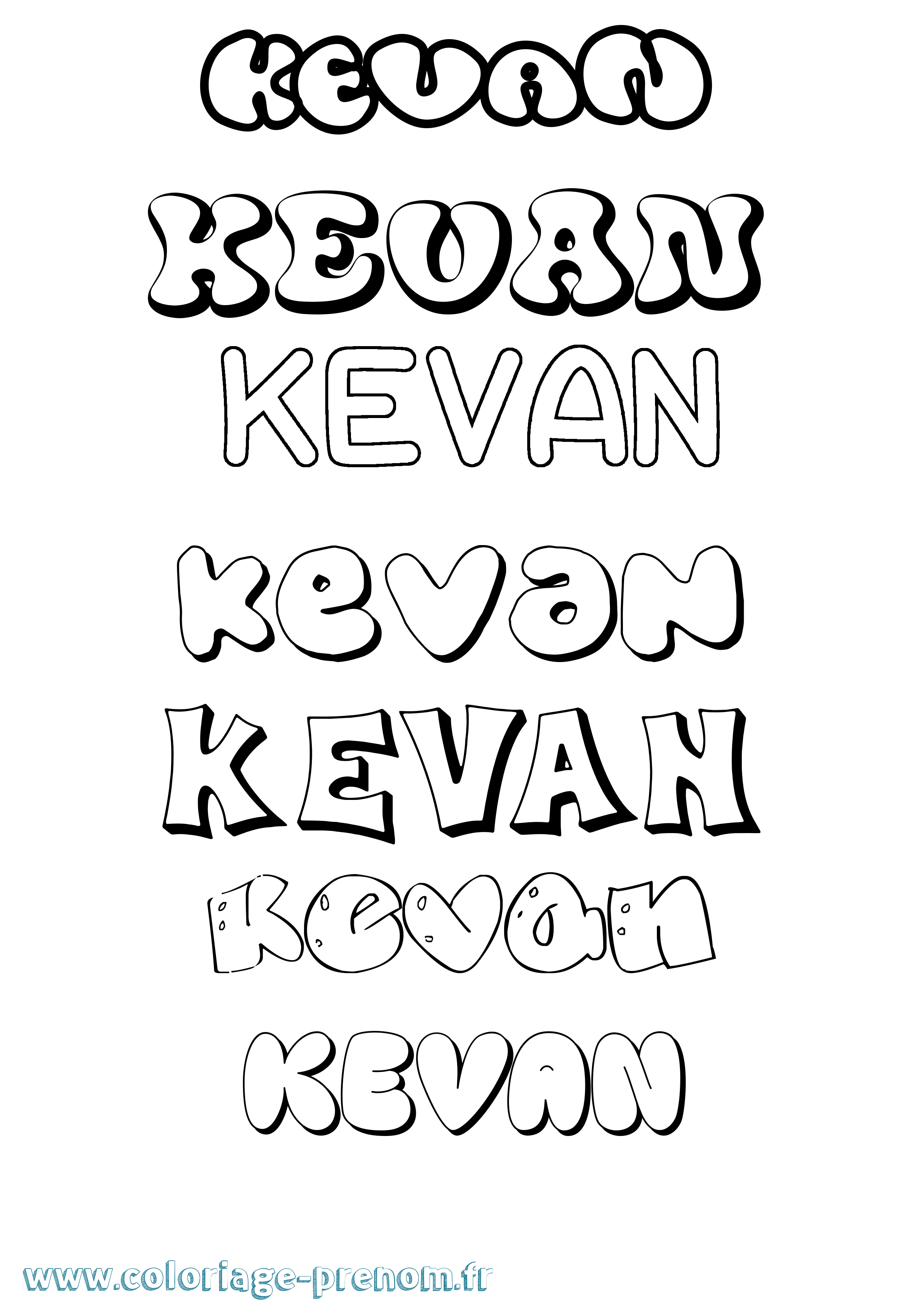 Coloriage Kevan Bubble Coloriage prénom Kevan Bubble