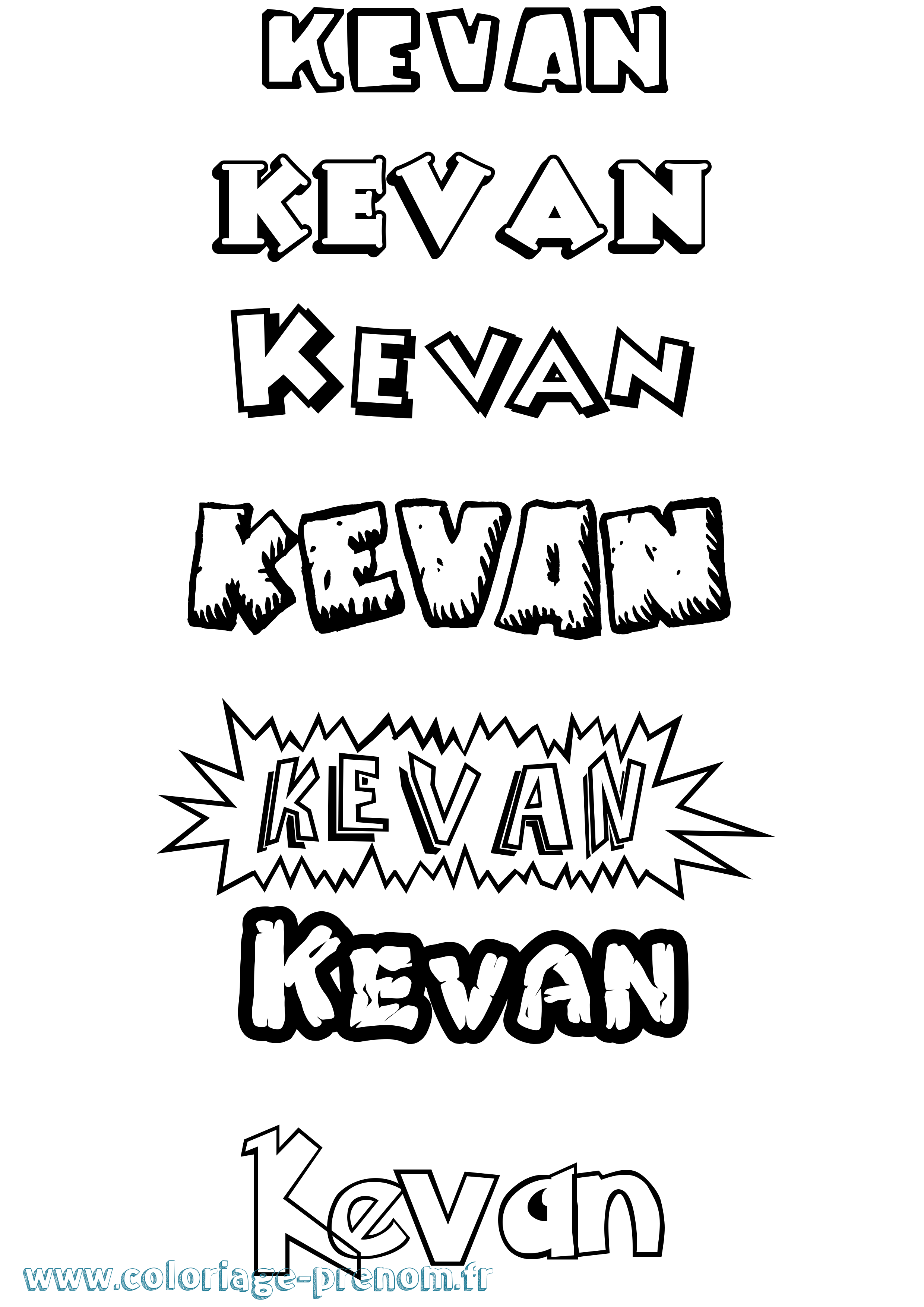 Coloriage Kevan Dessin Animé Coloriage prénom Kevan Dessin Animé