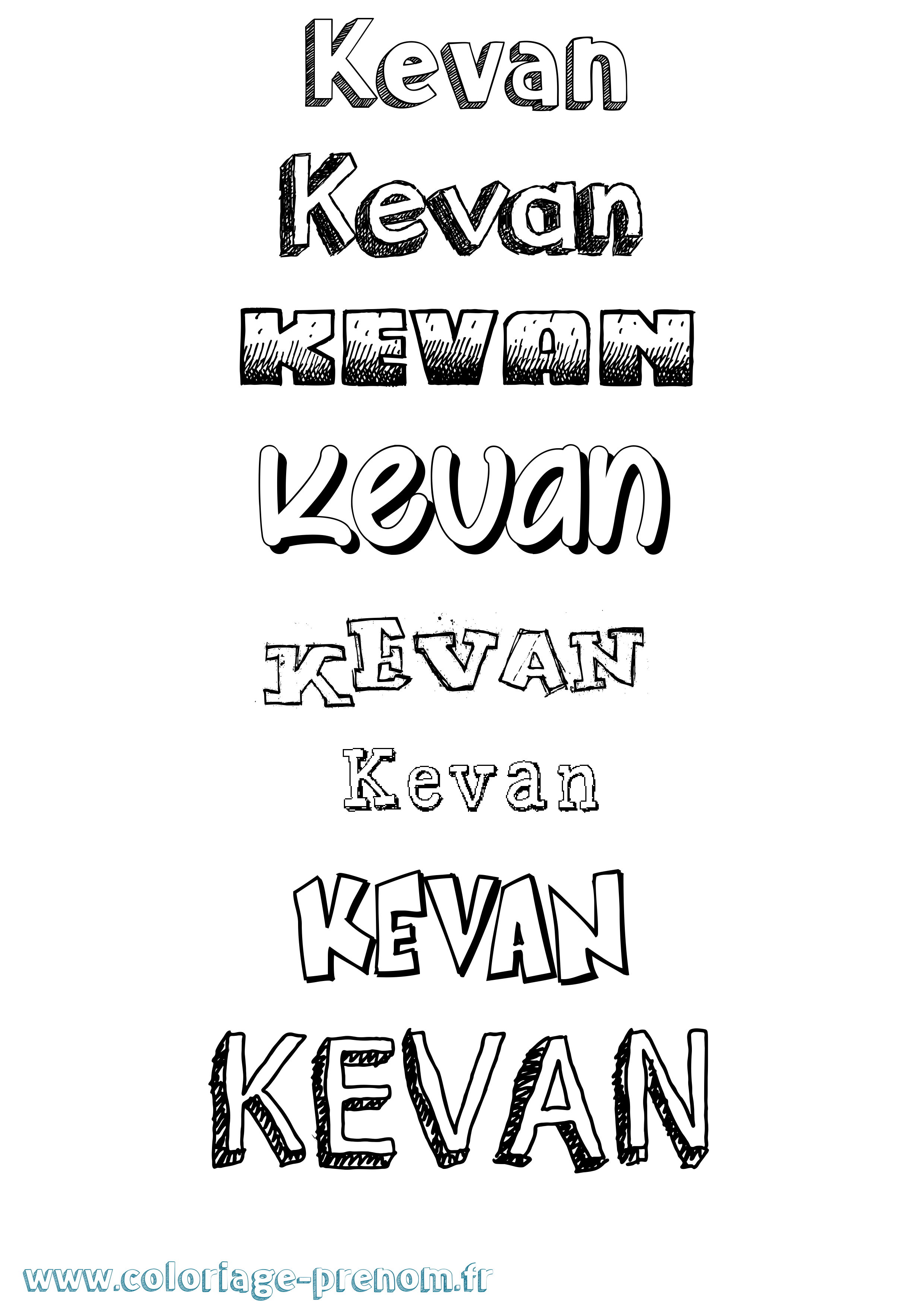 Coloriage Kevan Dessiné Coloriage prénom Kevan Dessiné