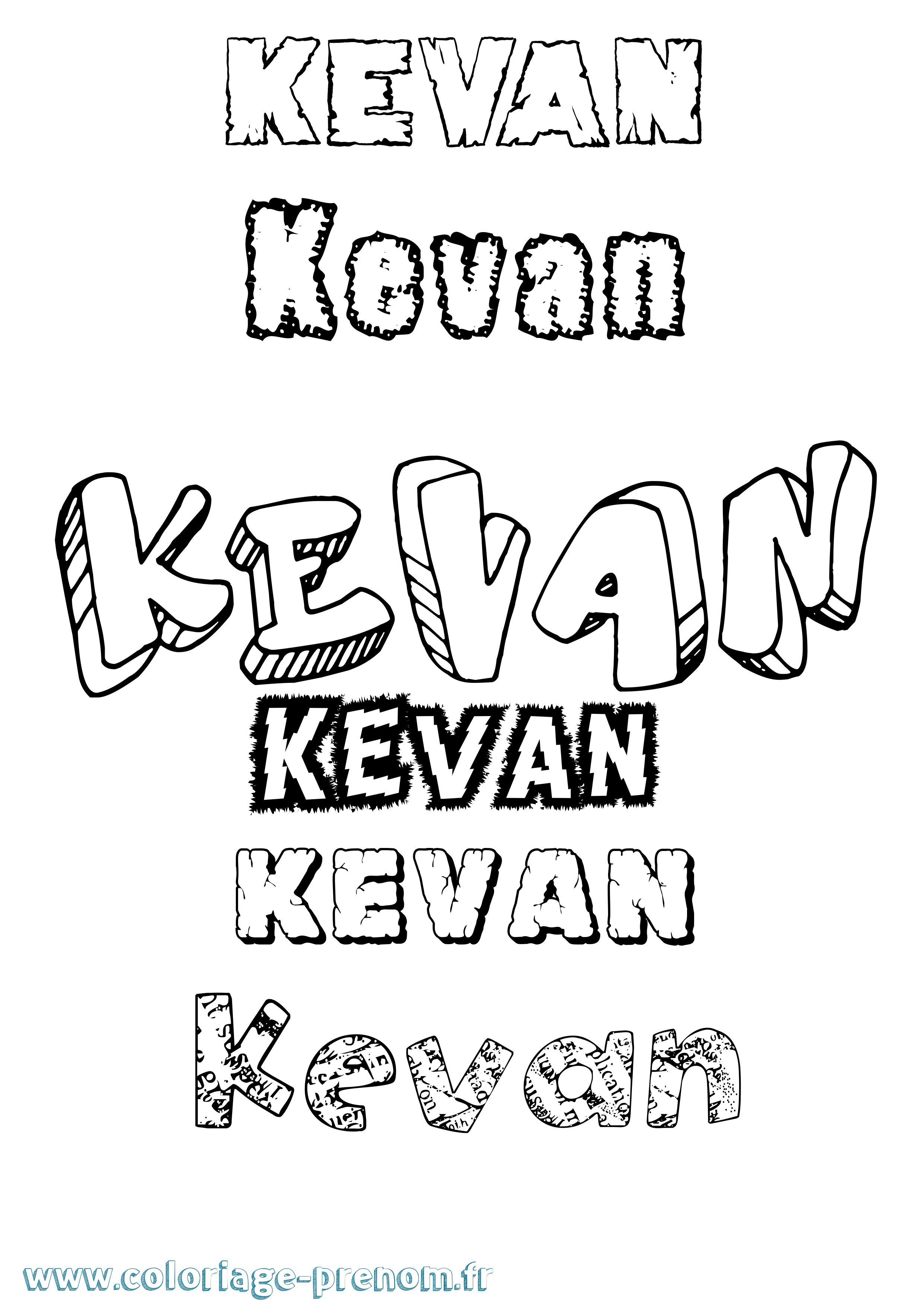 Coloriage Kevan Destructuré Coloriage prénom Kevan Destructuré