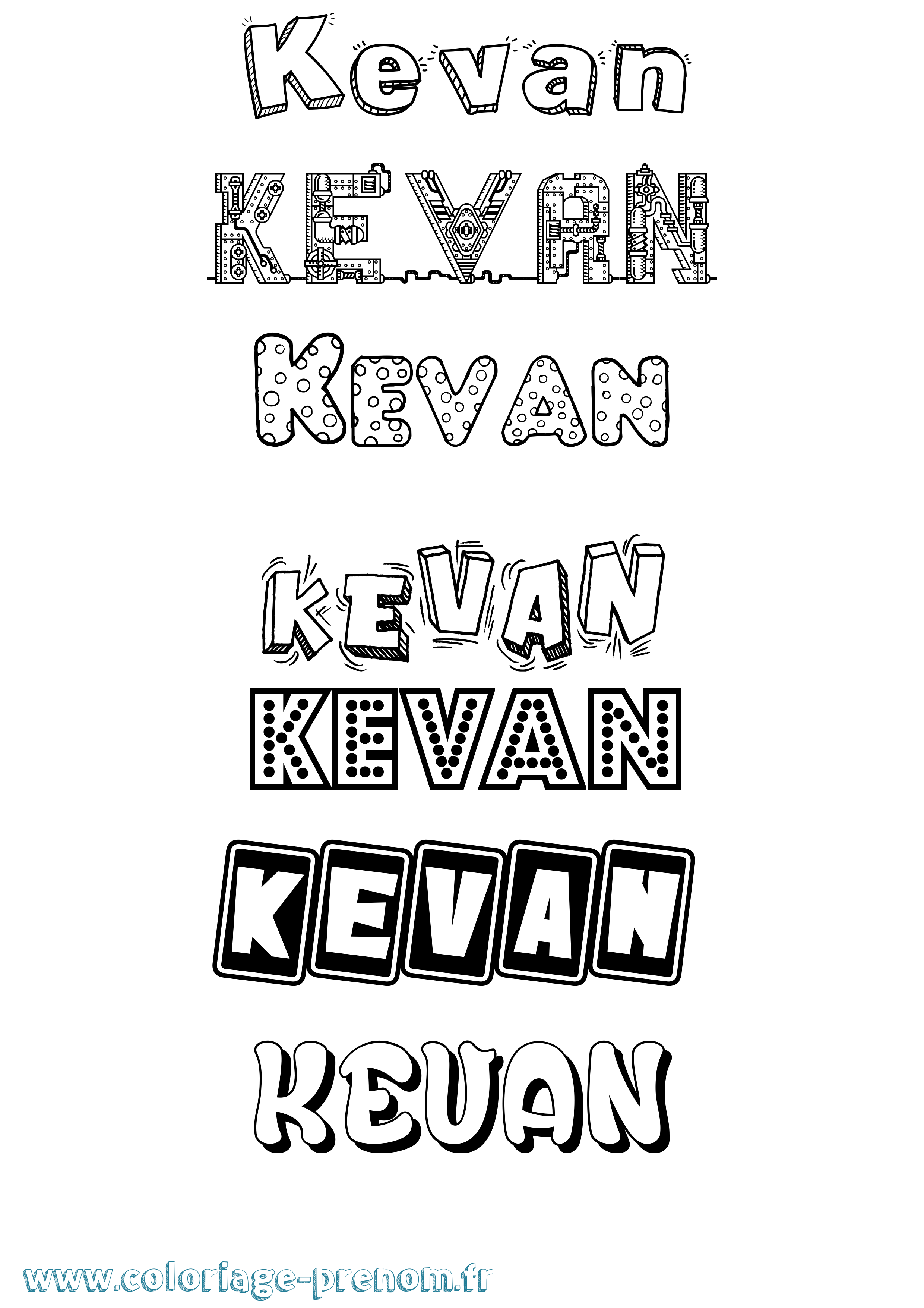 Coloriage Kevan Fun Coloriage prénom Kevan Fun