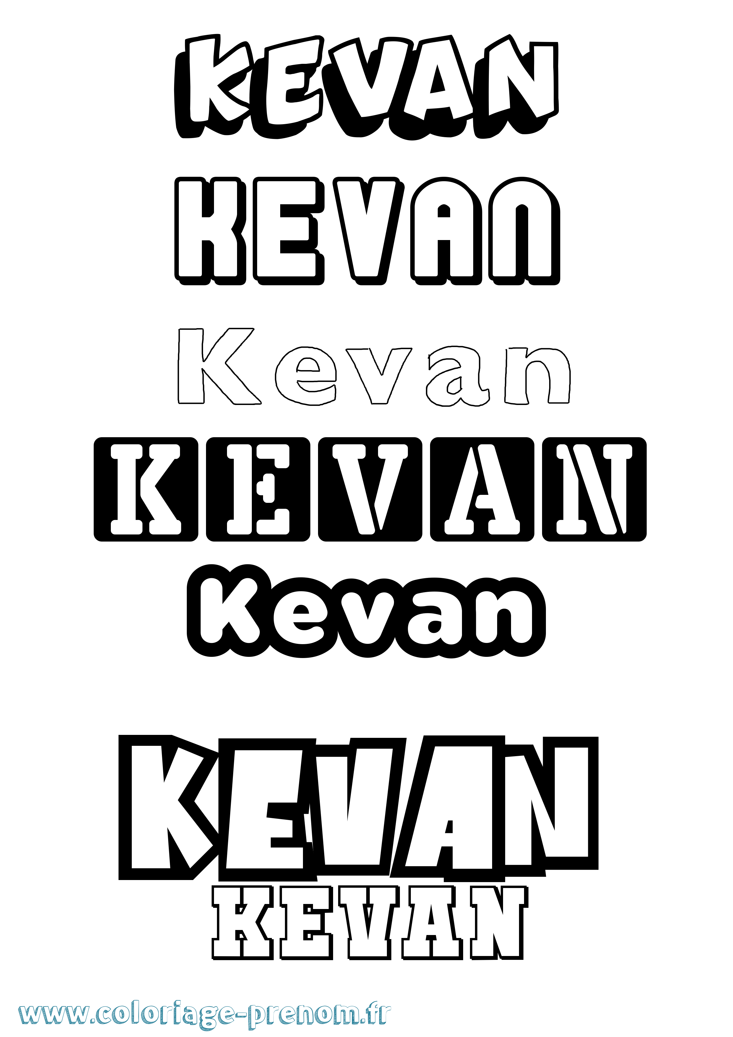 Coloriage Kevan Simple Coloriage prénom Kevan Simple