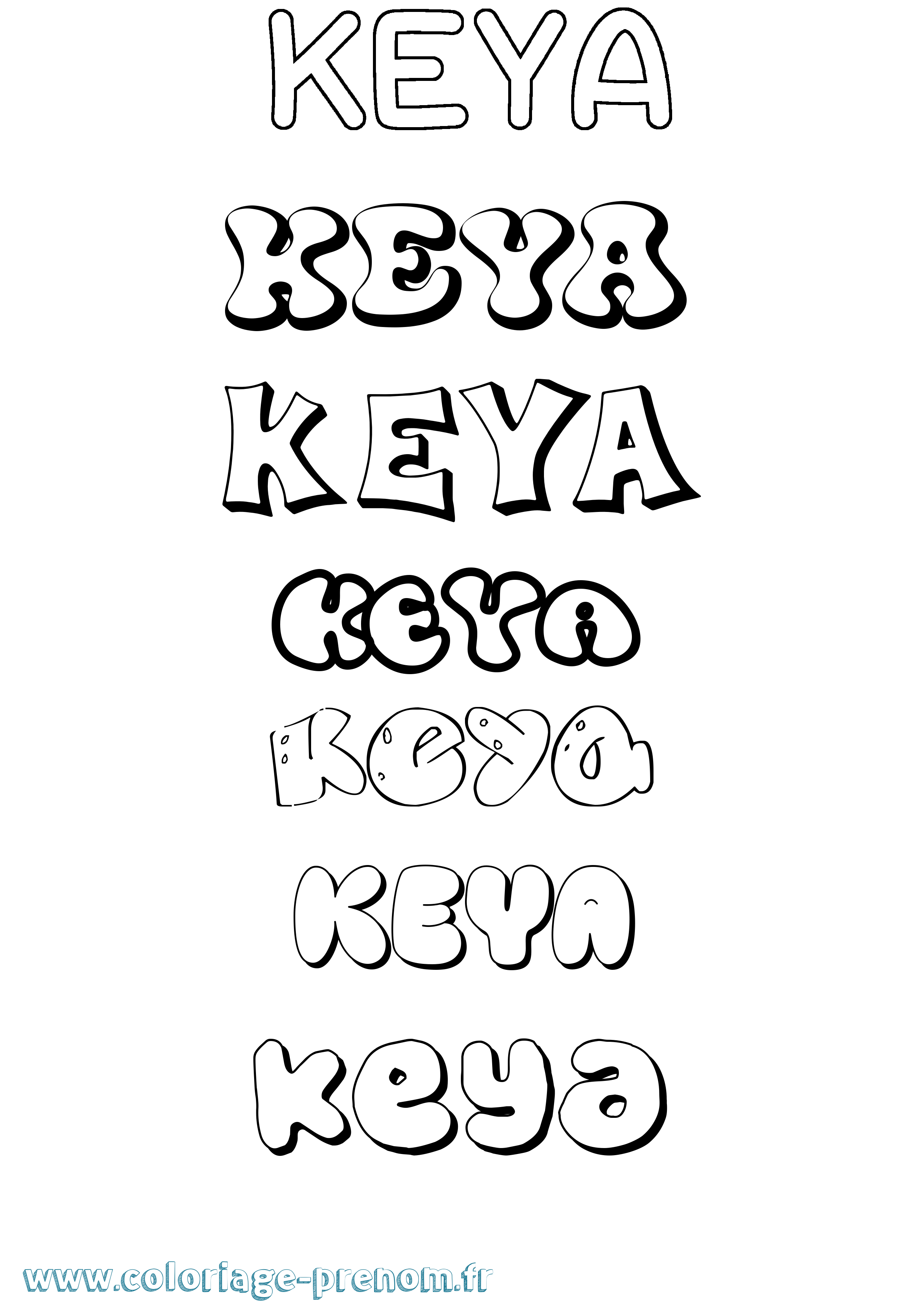 Coloriage Keya Bubble Coloriage prénom Keya Bubble
