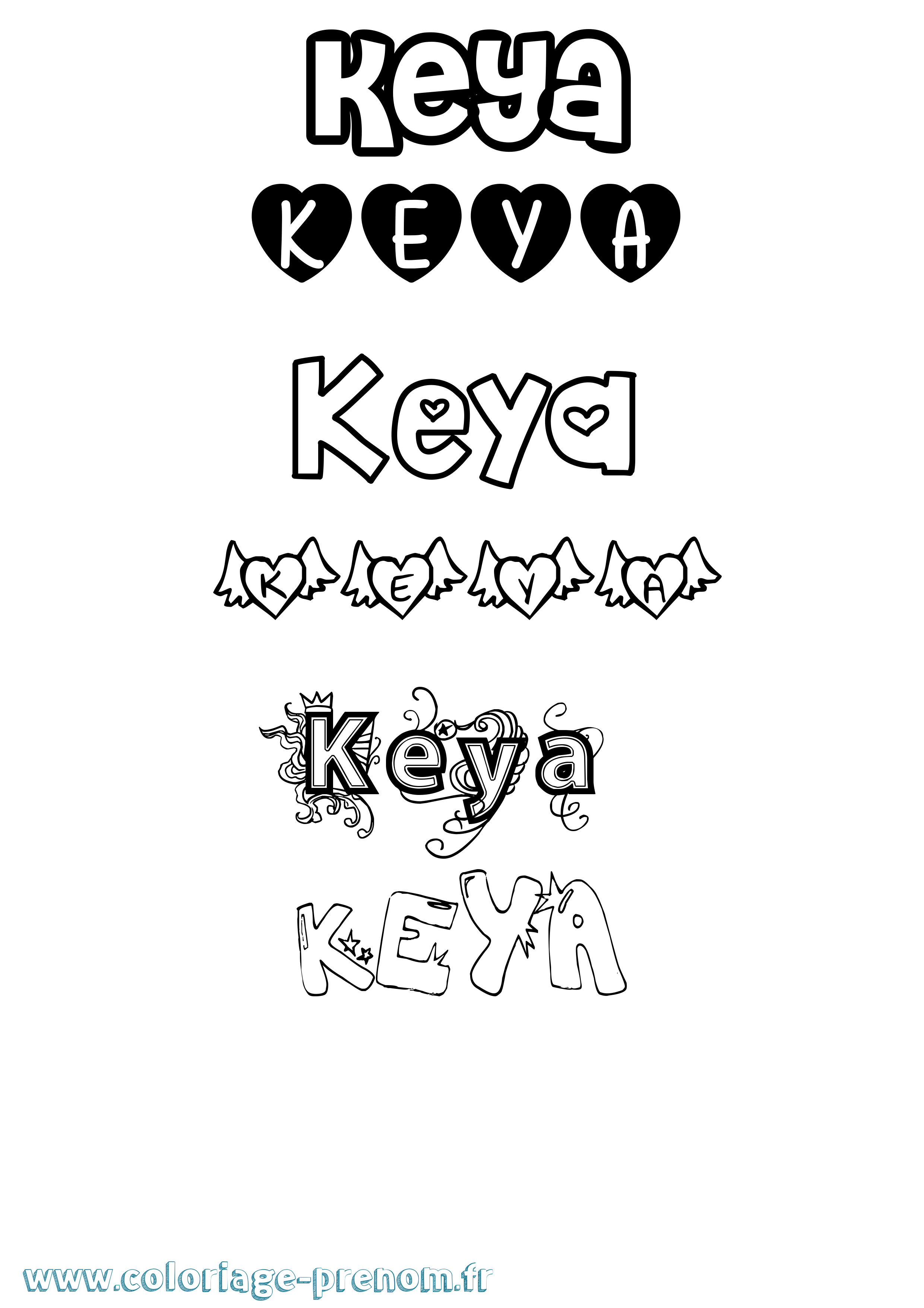 Coloriage Keya Girly Coloriage prénom Keya Girly