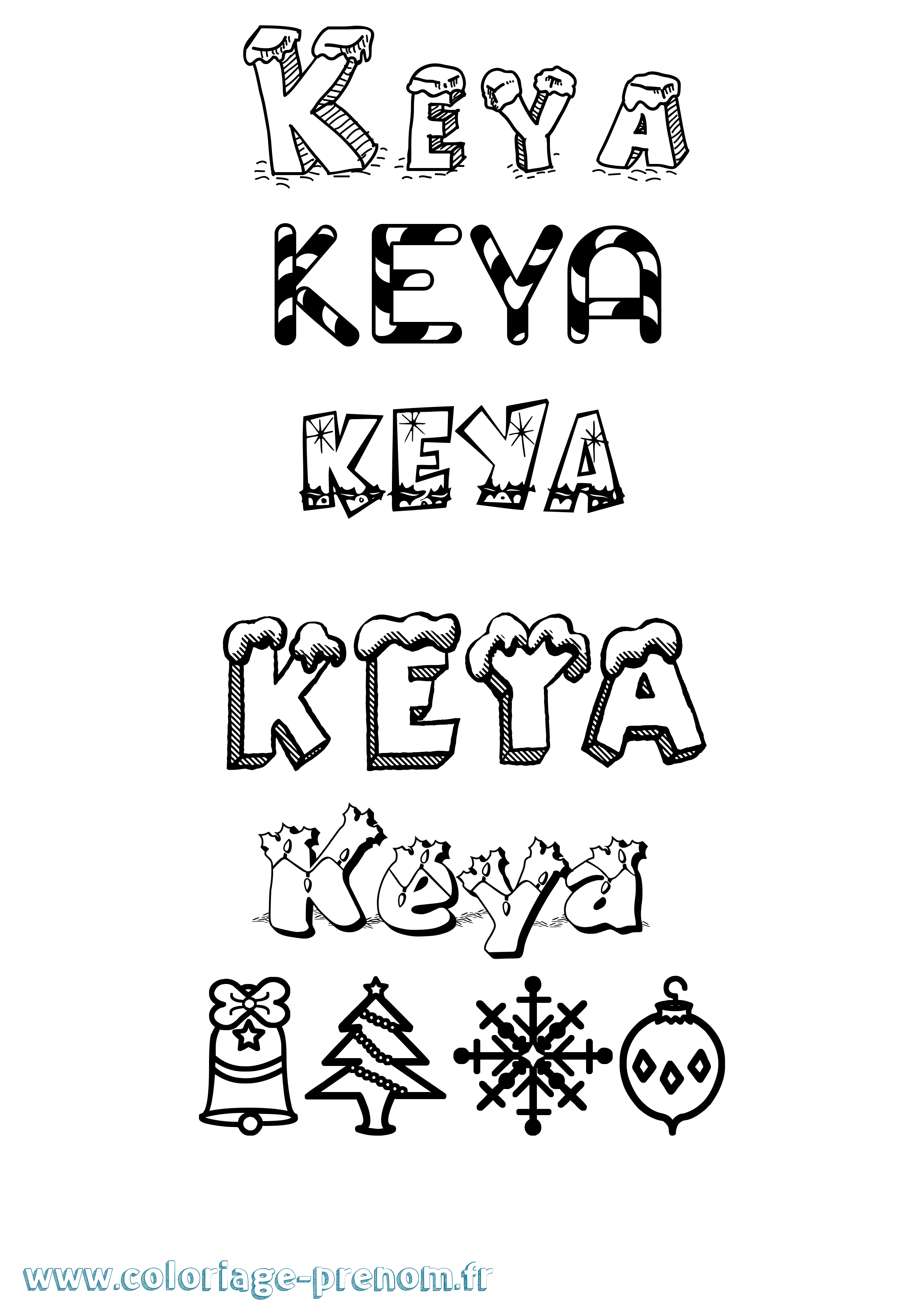 Coloriage Keya Noël Coloriage prénom Keya Noël