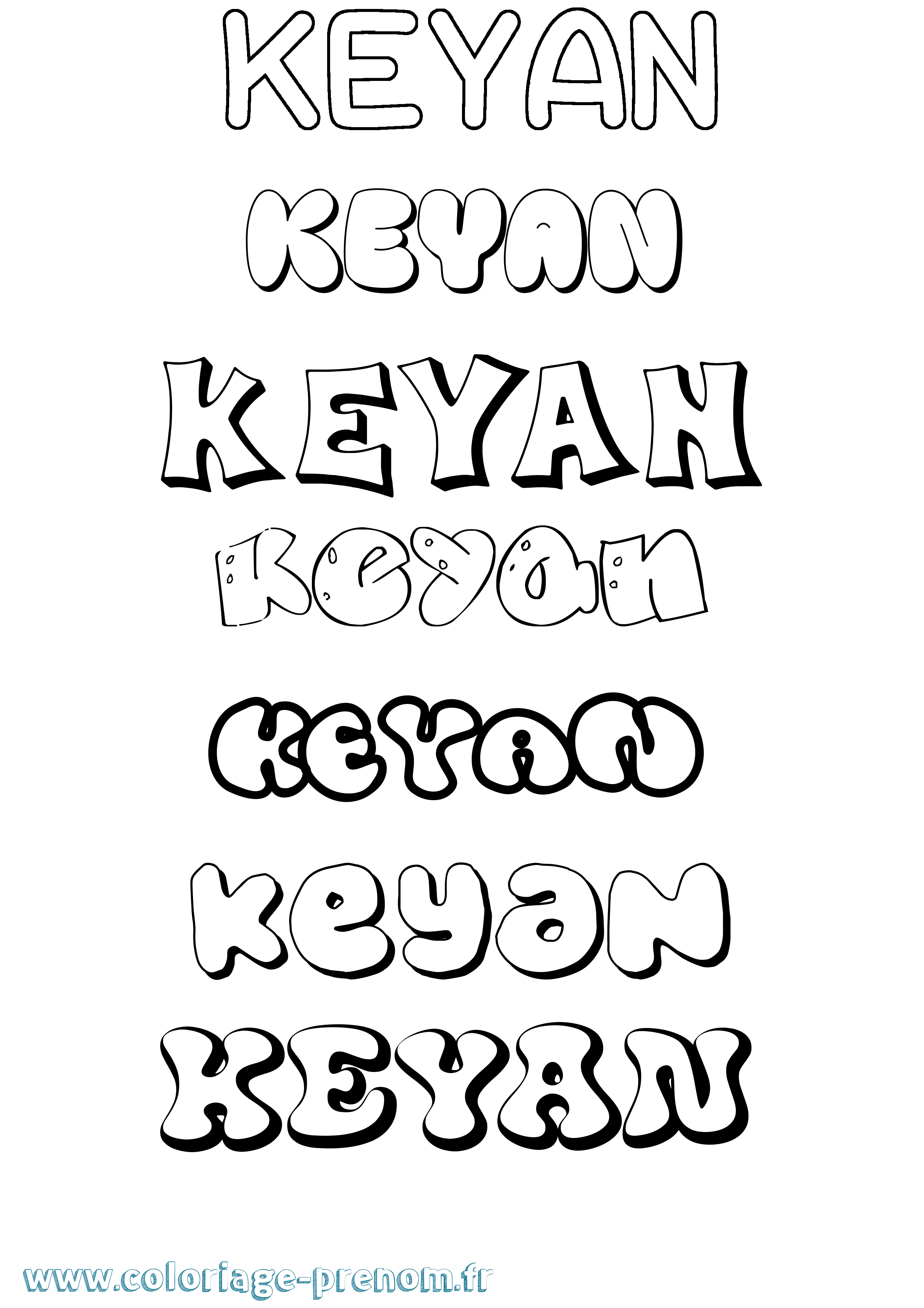 Coloriage Keyan Bubble Coloriage prénom Keyan Bubble