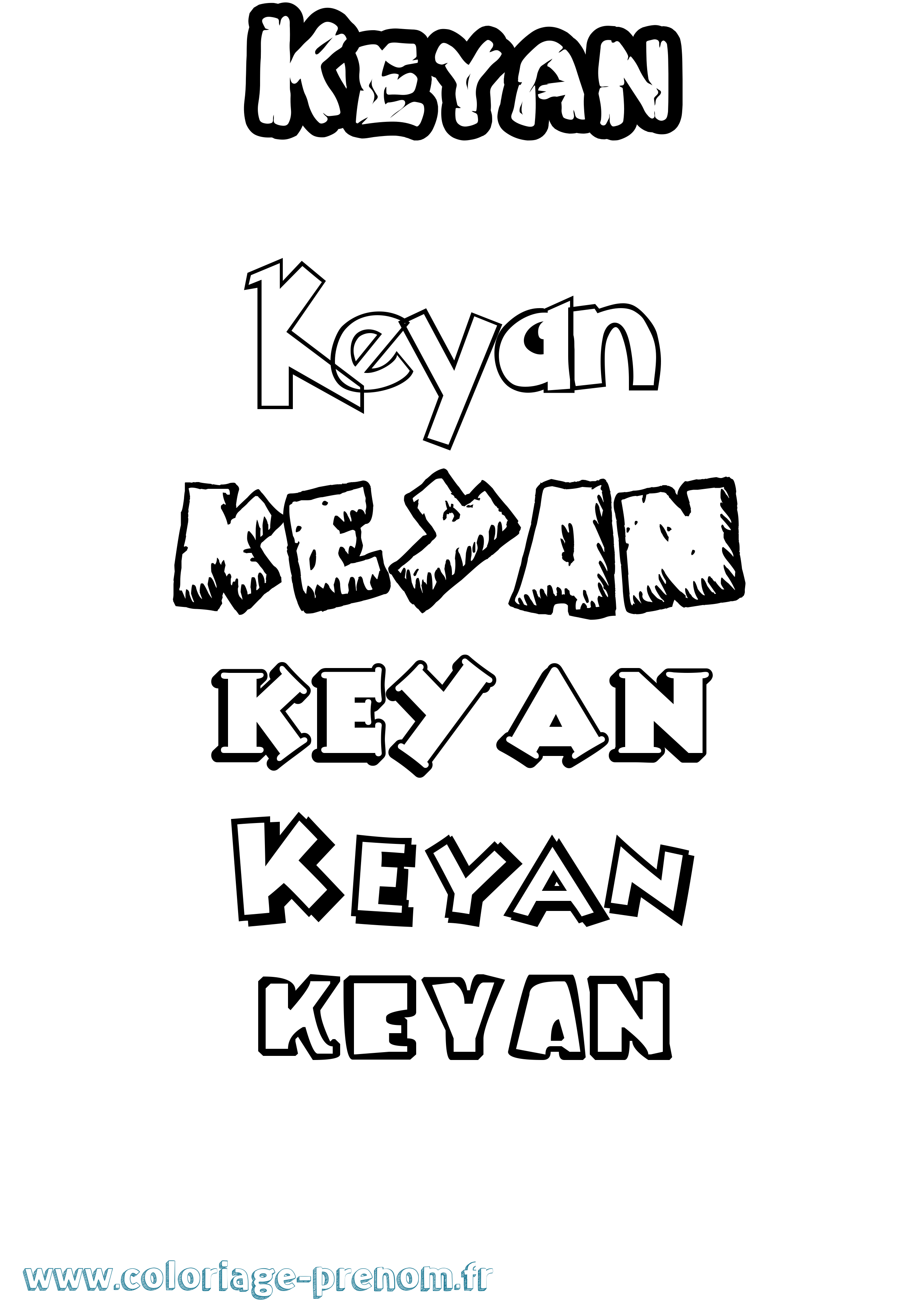 Coloriage Keyan Dessin Animé Coloriage prénom Keyan Dessin Animé